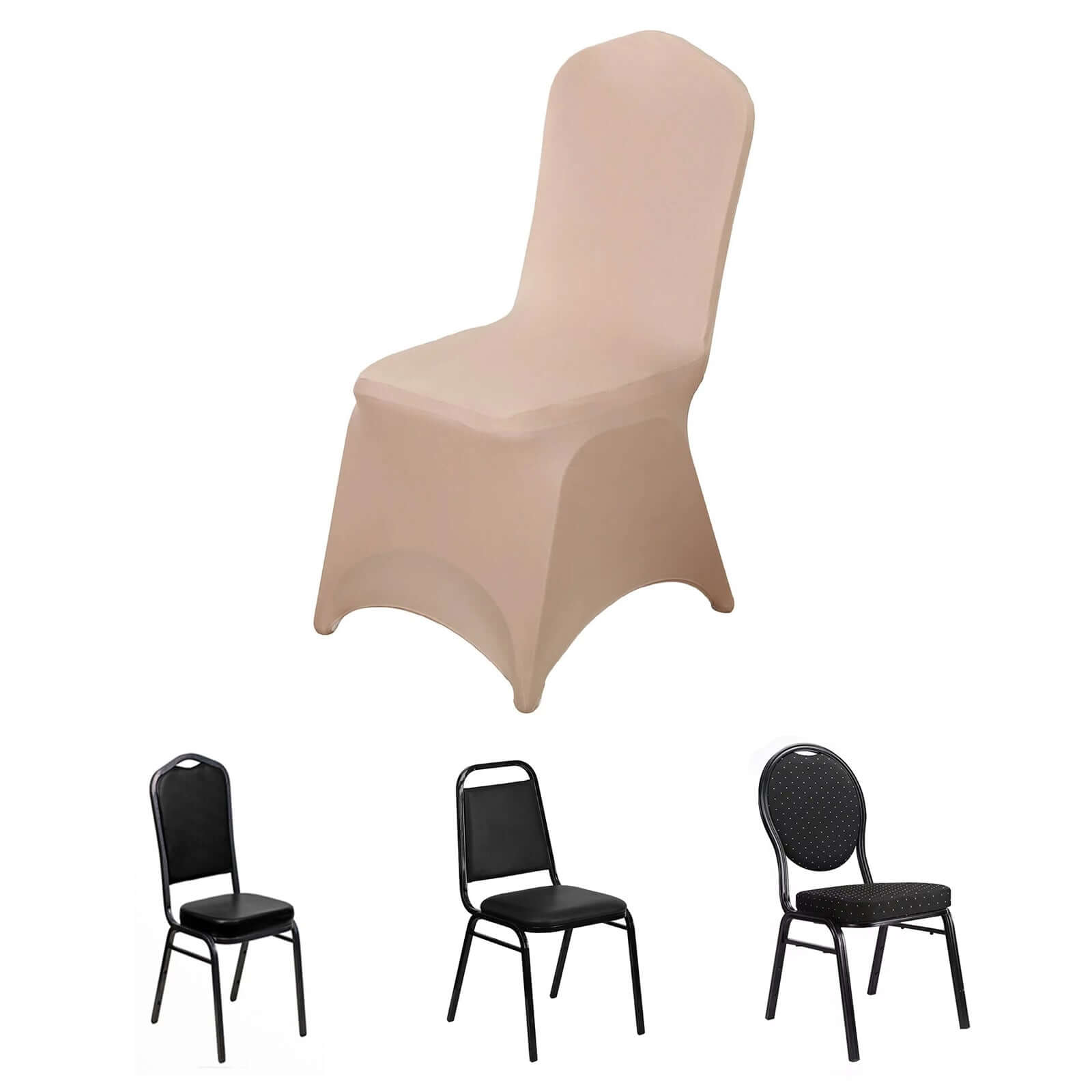 Hot Sale! Nude Spandex Stretch Slip-On Chair Cover for Banquet Chairs, 160GSM Fabric