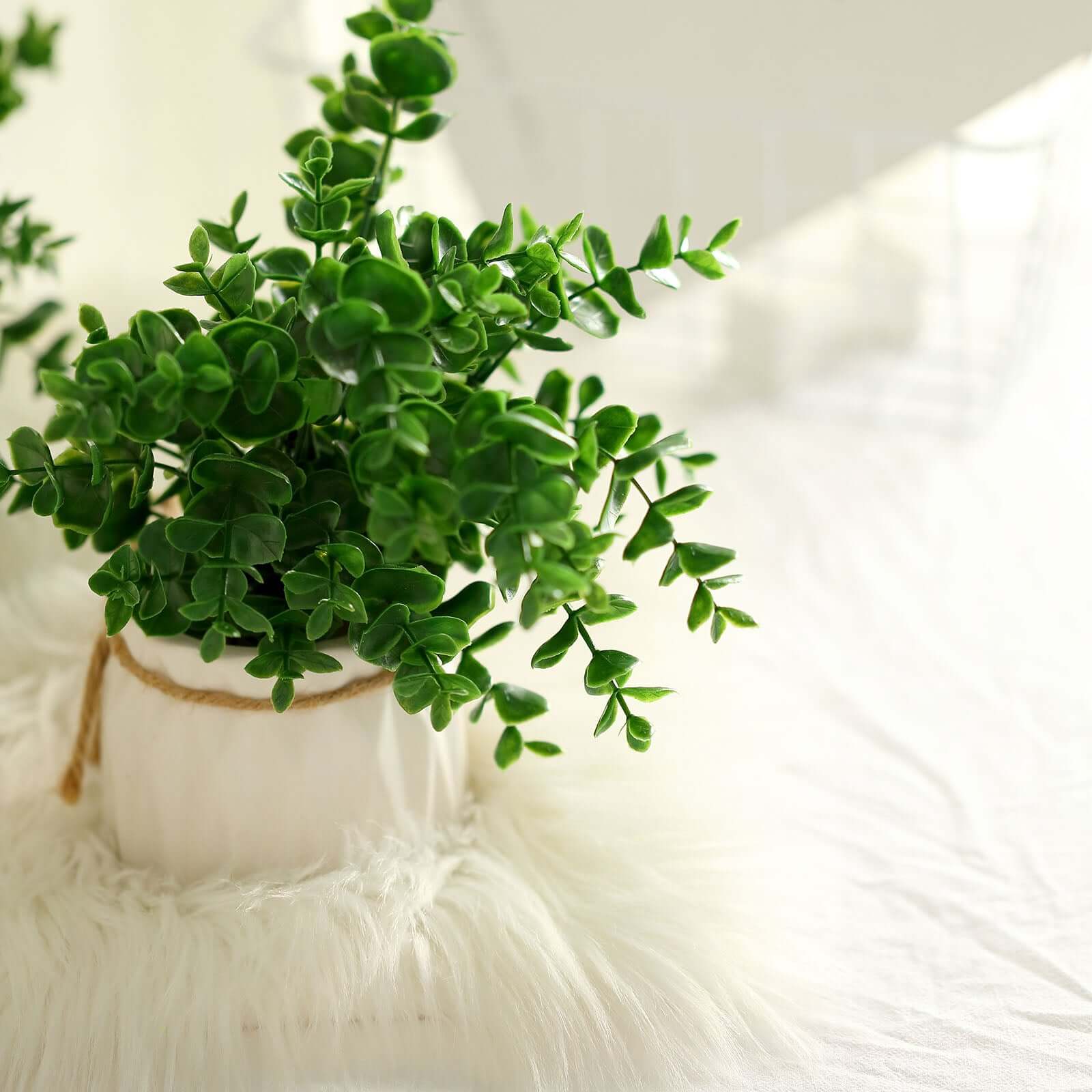 Set of 3 Artificial Dark Green Eucalyptus Stems, 13.5 Inches Tall