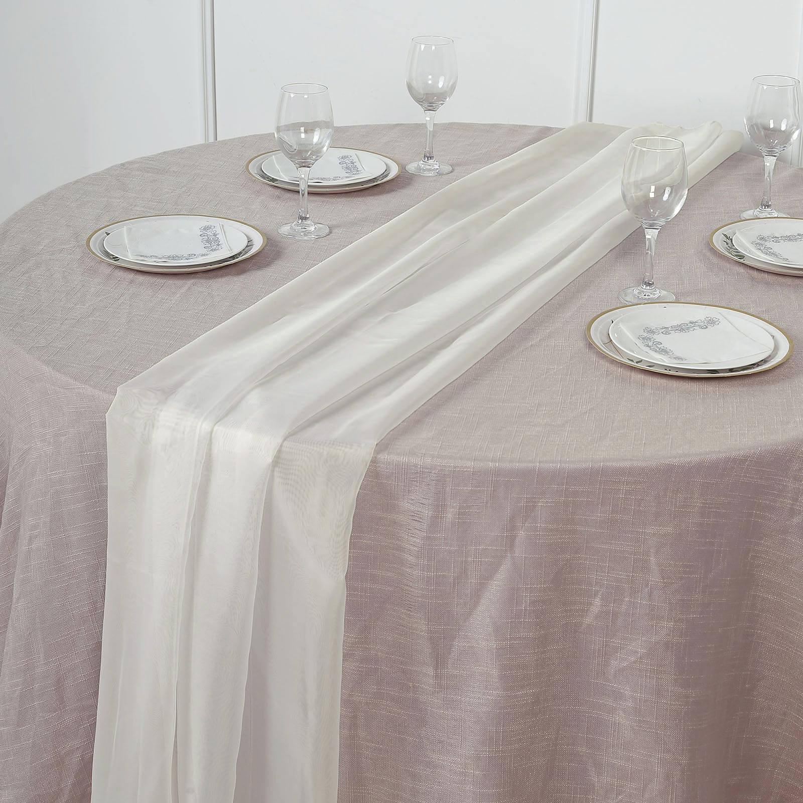 Luxurious Ivory 6ft Premium Chiffon Table Runner - Light & Flowy Decor