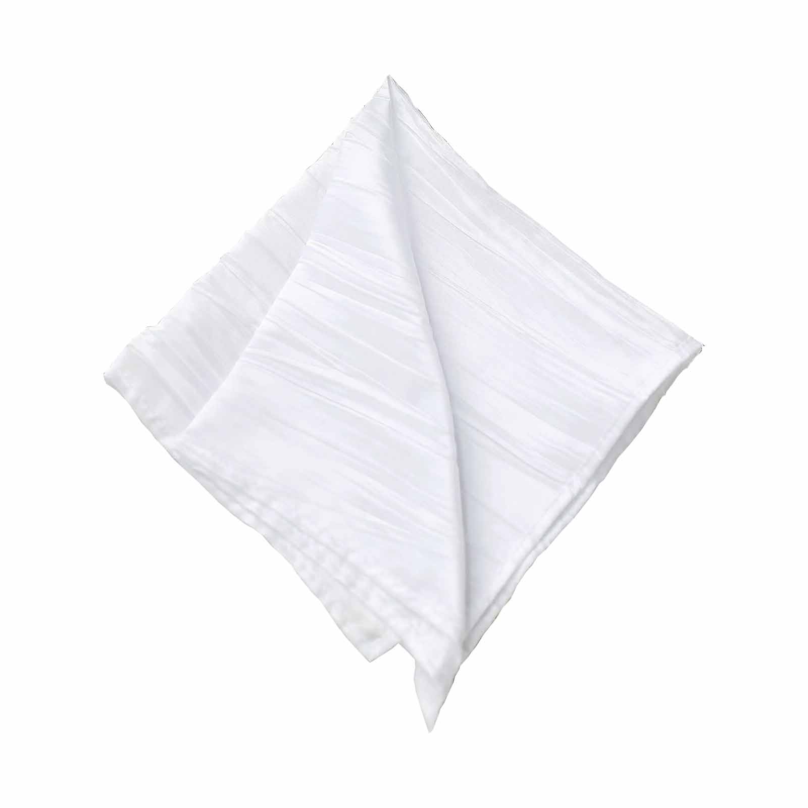 Set of 5 White 20x20 Taffeta Accordion Crinkle Style Dinner Napkins for Elegant Dining