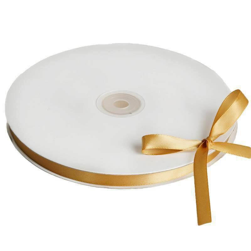 Hot! 100 Yards 3/8 Gold Single-Face Decorative Satin Ribbon