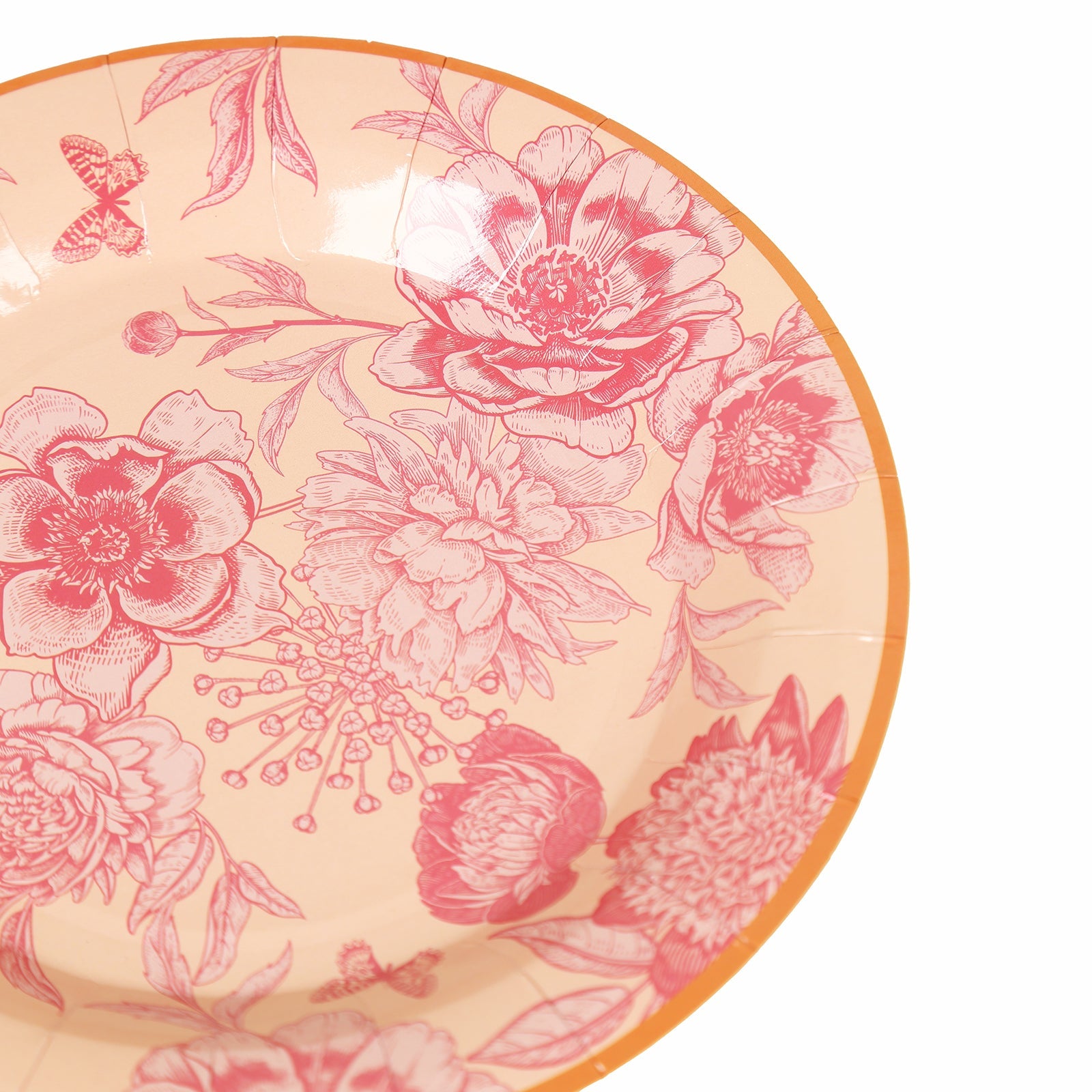 50-Piece Heavy-Duty Disposable Paper Party Plates in Dusty Rose Floral with Gold Rim, 7