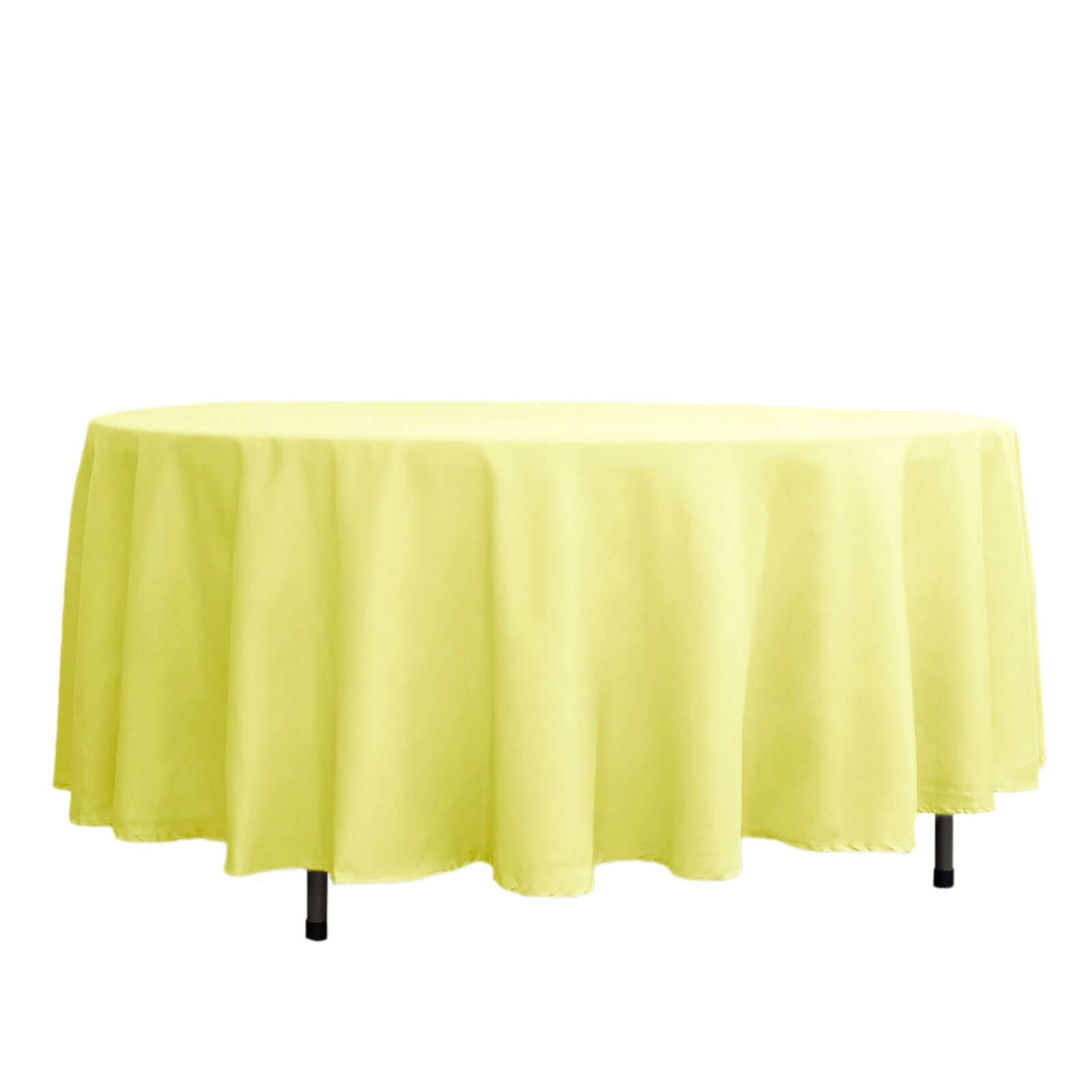 Wrinkle-Resistant Yellow Polyester 108-Inch Round Tablecloth