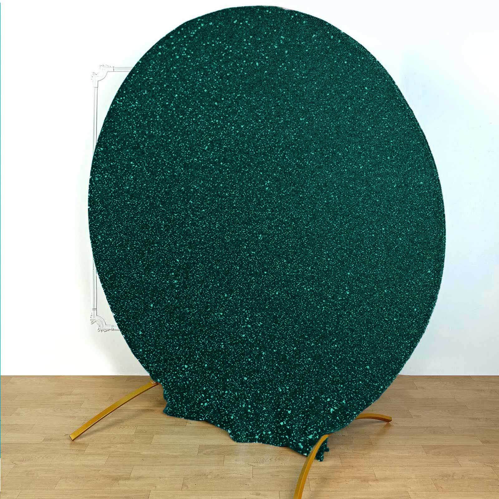 Hot Deal! 7.5ft Hunter Emerald Green Metallic Shimmer Tinsel Spandex Double-Sided Wedding Arch Backdrop