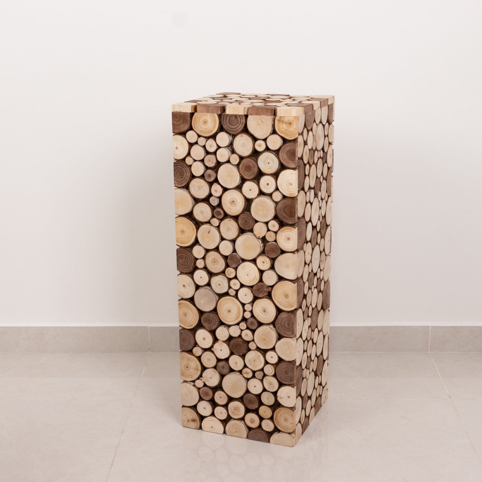 30" Natural Wooden Rectangular Pillar Prop Pedestal Stand for Rustic Farmhouse Decor - Handmade!