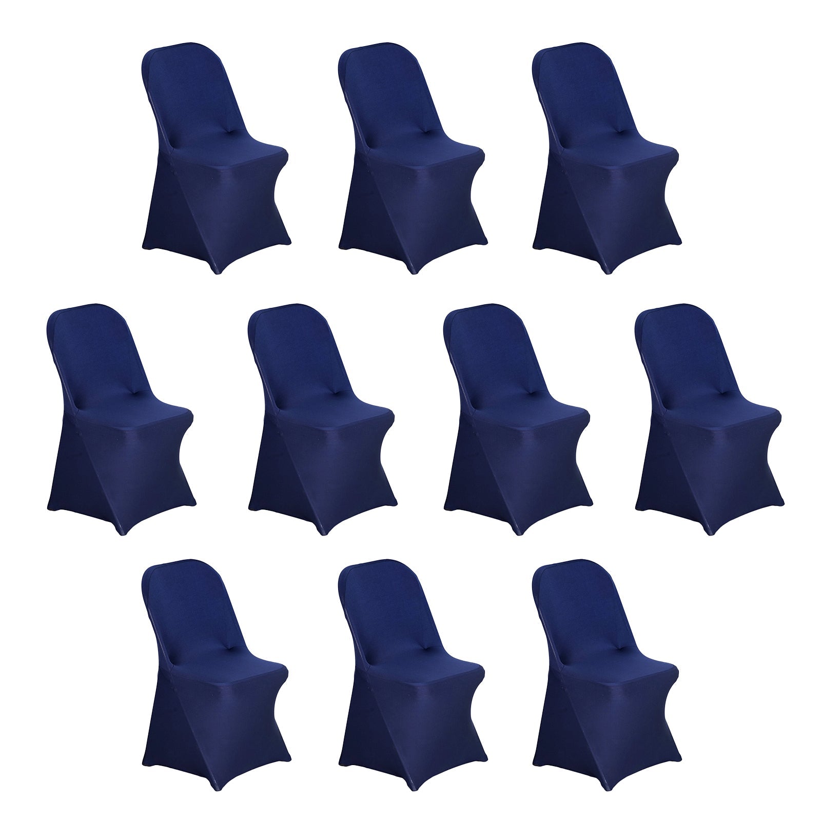 10-Piece Navy Blue Stretch Spandex Slipcovers for Folding Chairs - Durable 160GSM