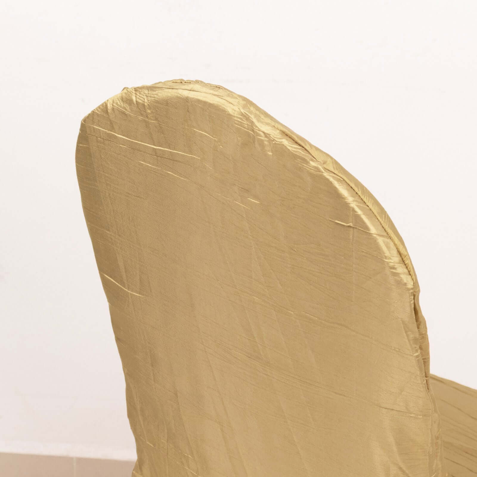 Gold Reusable Crinkle Crushed Taffeta Chair Cover for Banquet Chairs - High Quality!