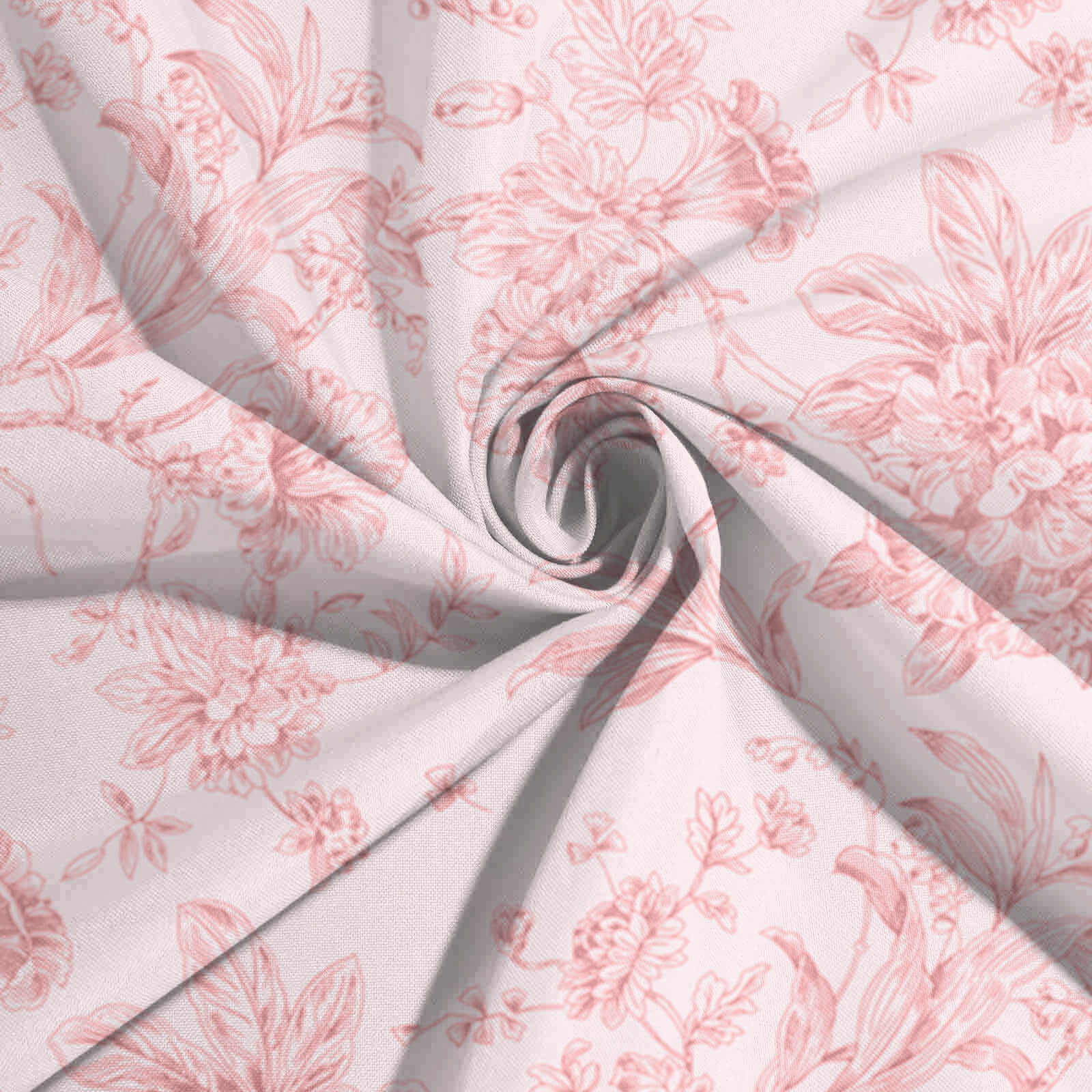 70x70 Polyester White - Pink French Toile Pattern Square Table Overlay for Elegant Gatherings