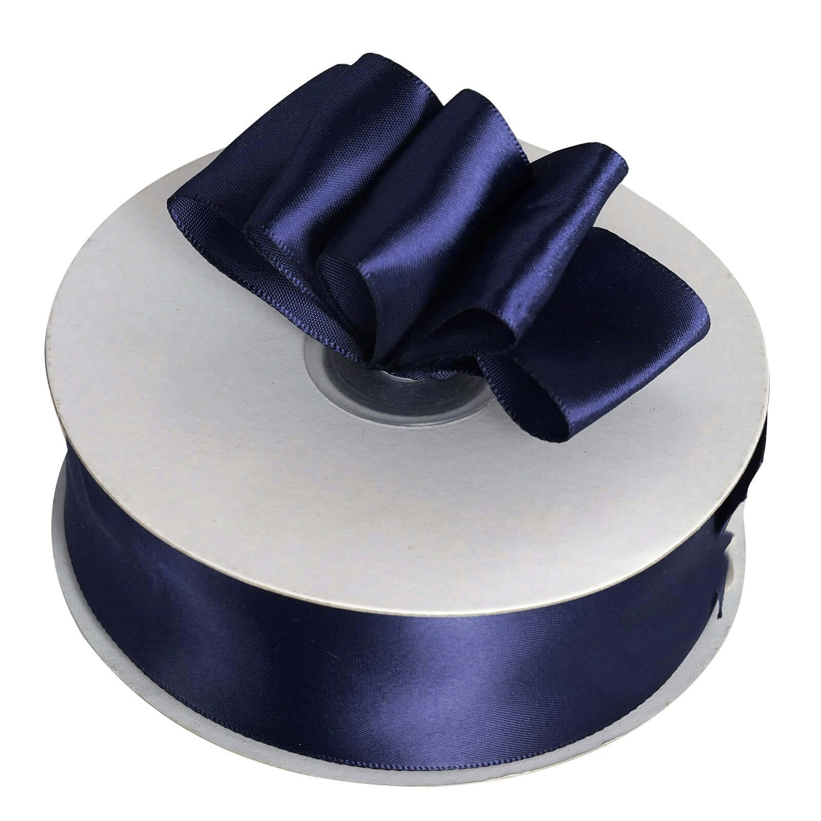 Get 50 Yards of 1.5-Inch Navy Blue Single-Face Decorative Polyester Satin Ribbon Now