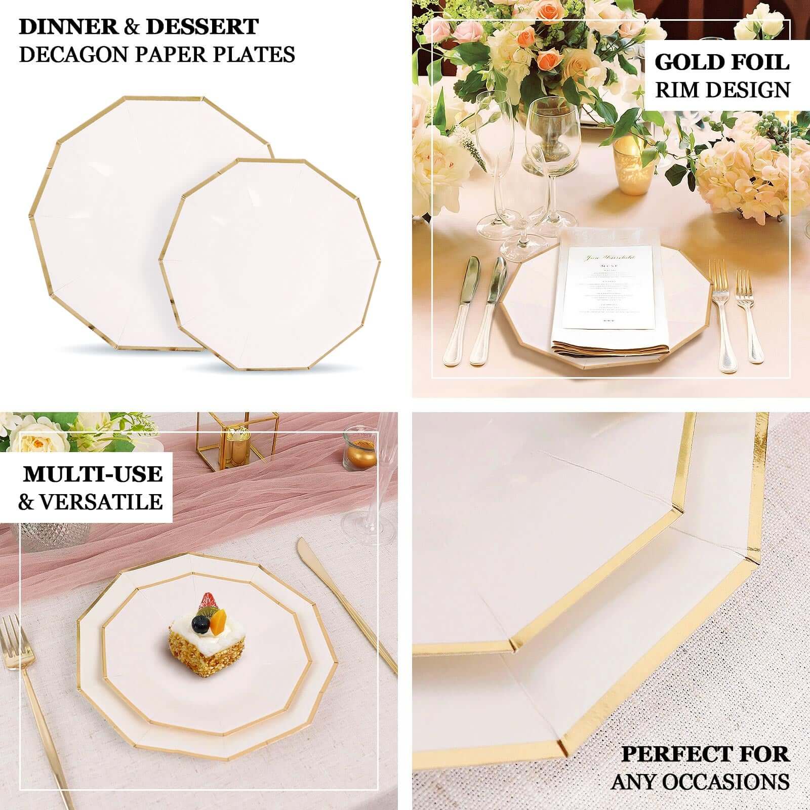 Get 25-Pack of 7-Inch Beige Paper Appetizer Plates with Stylish Gold Foil Rim