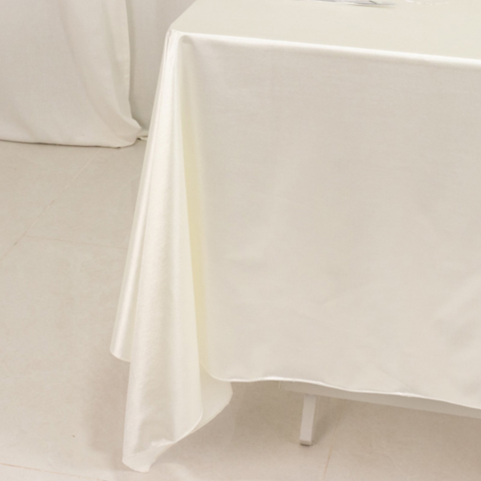 Wrinkle-Free & Stain-Resistant Shimmer Pearl White 70x70 Premium Scuba Square Tablecloth for Weddings and Parties