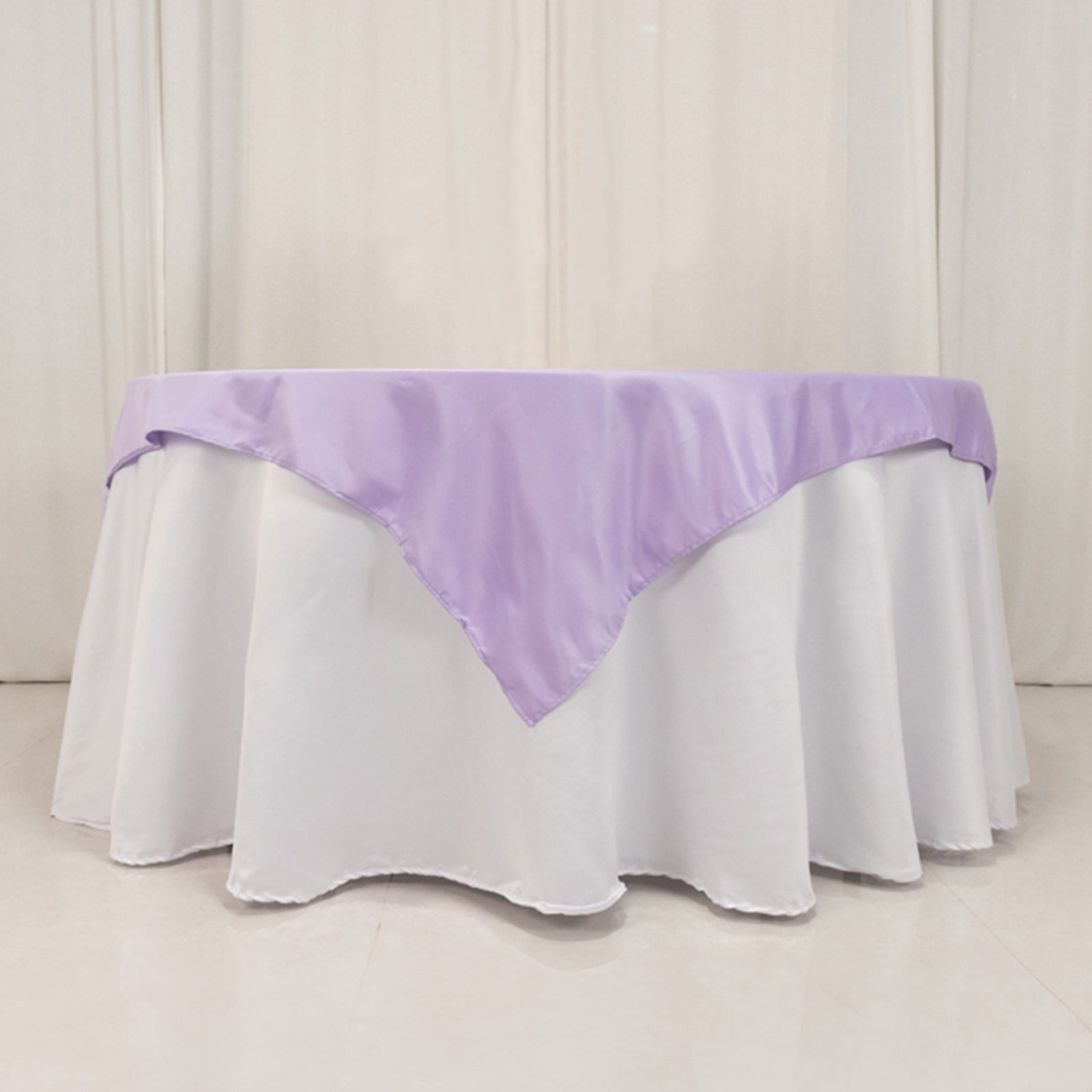 Durable Silk-Like Lavender Lilac Lamour Satin 54x54 Square Table Overlay