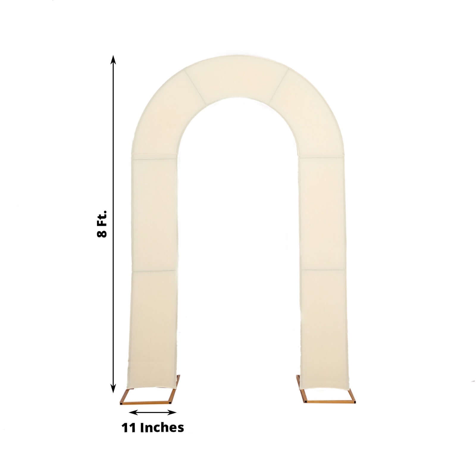 Premium 8ft Beige Spandex U-Shaped Fitted Slipcover for Wedding Arch - Double-Sided
