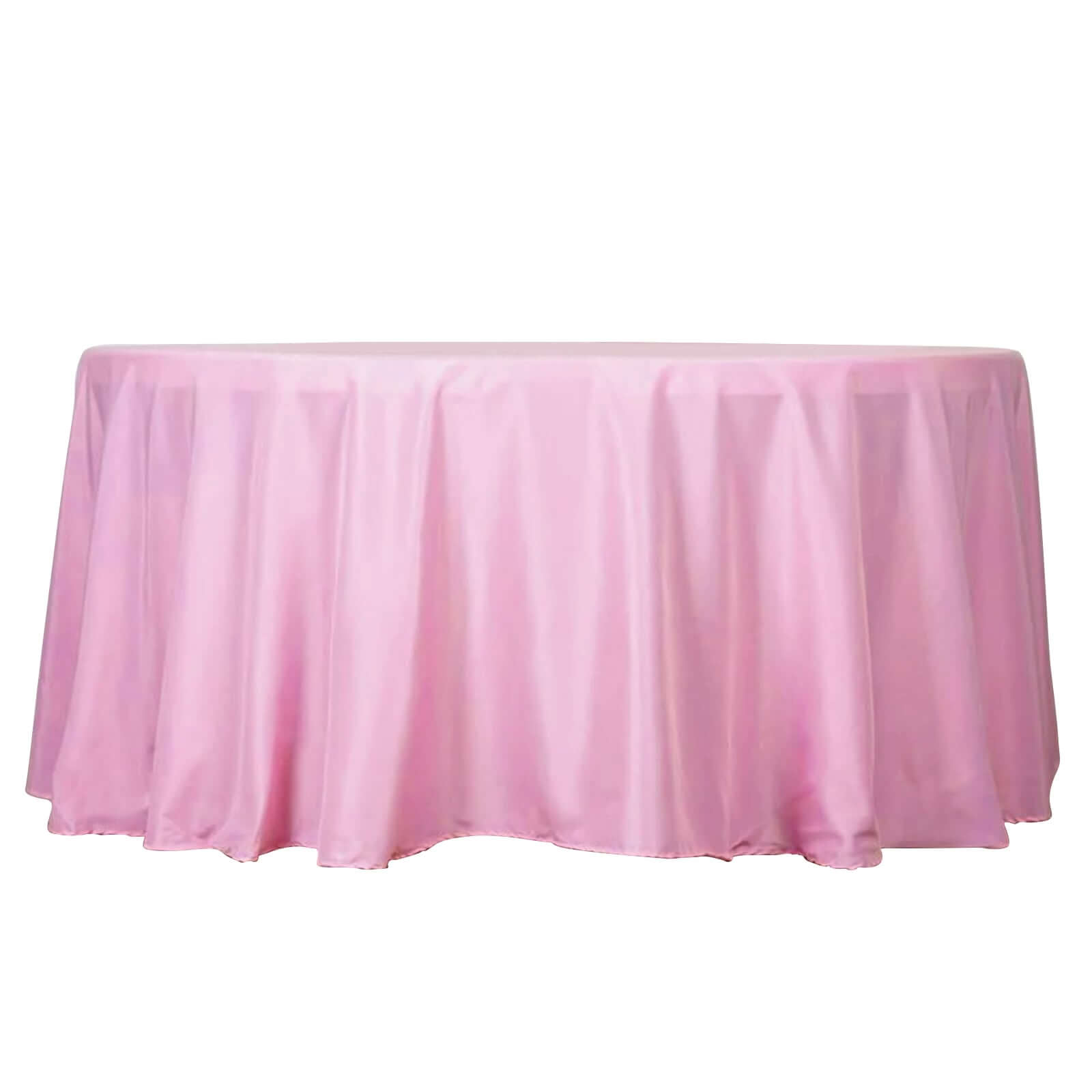 Hot Sale! 132-Inch Seamless Pink Polyester Round Tablecloth for Various Events