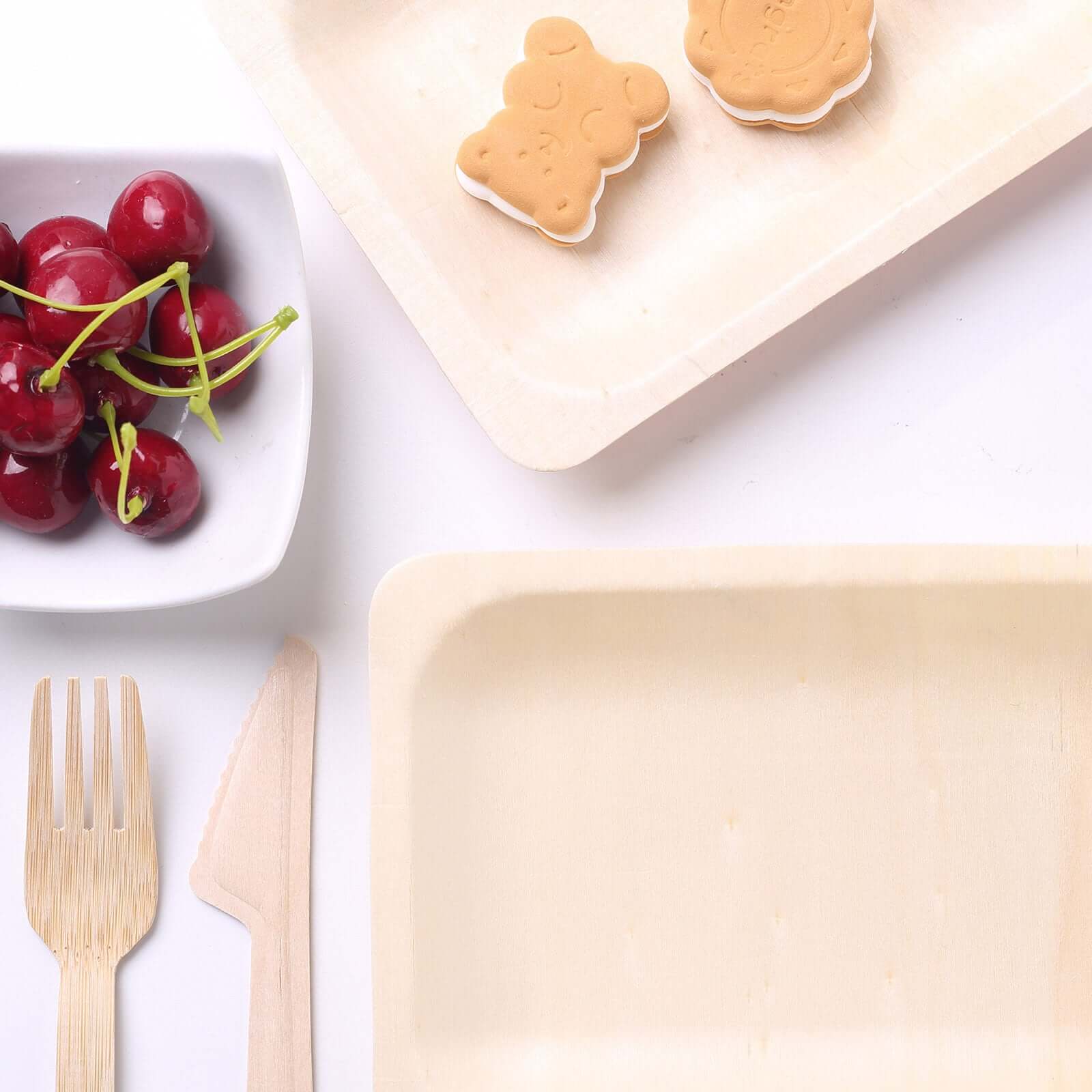 25-Pack Natural Birchwood 5x8 Rectangle Disposable Dessert Plates - Ideal for Special Events