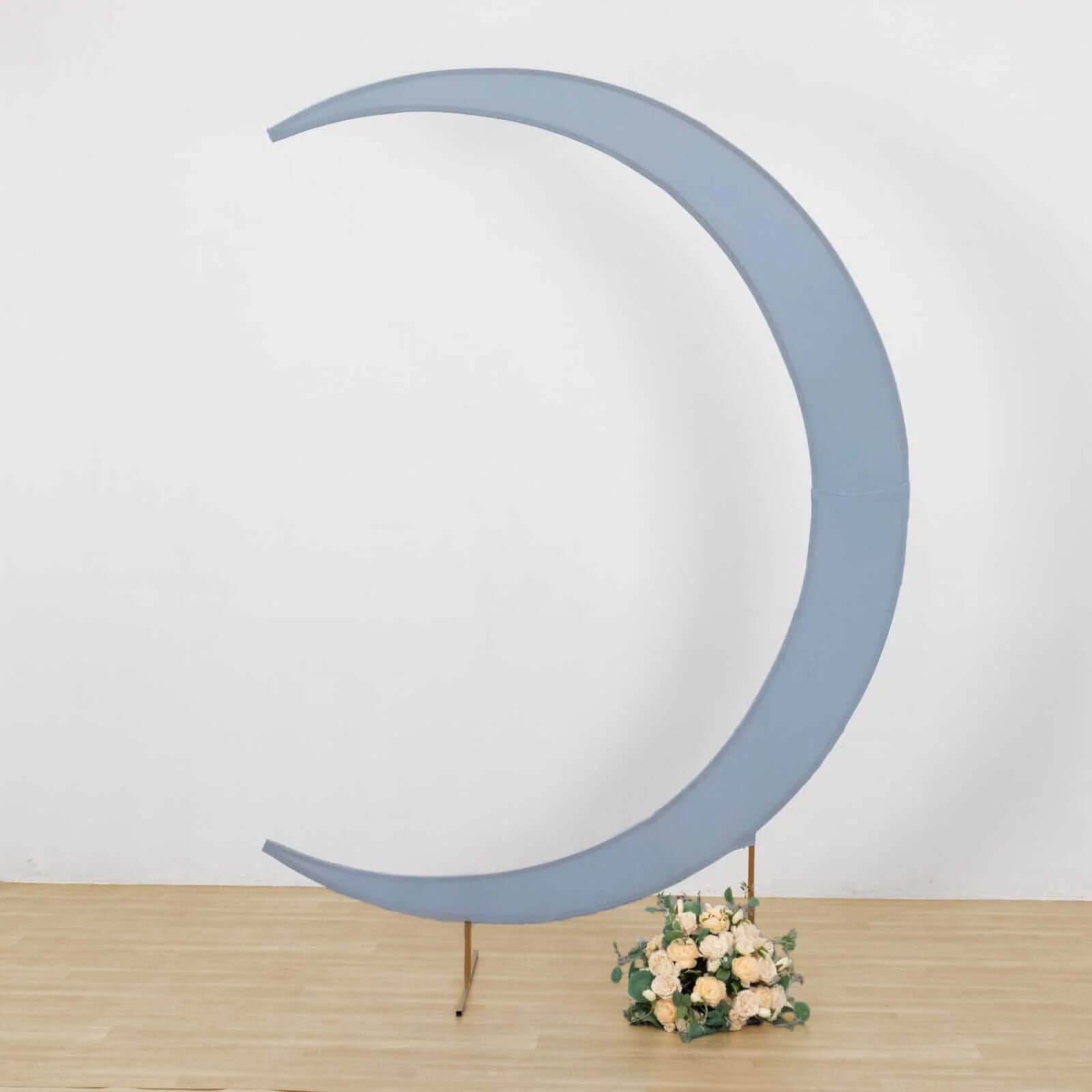 Custom-Fit 7.5ft Dusty Blue Spandex Cover for Crescent Moon Wedding Arch