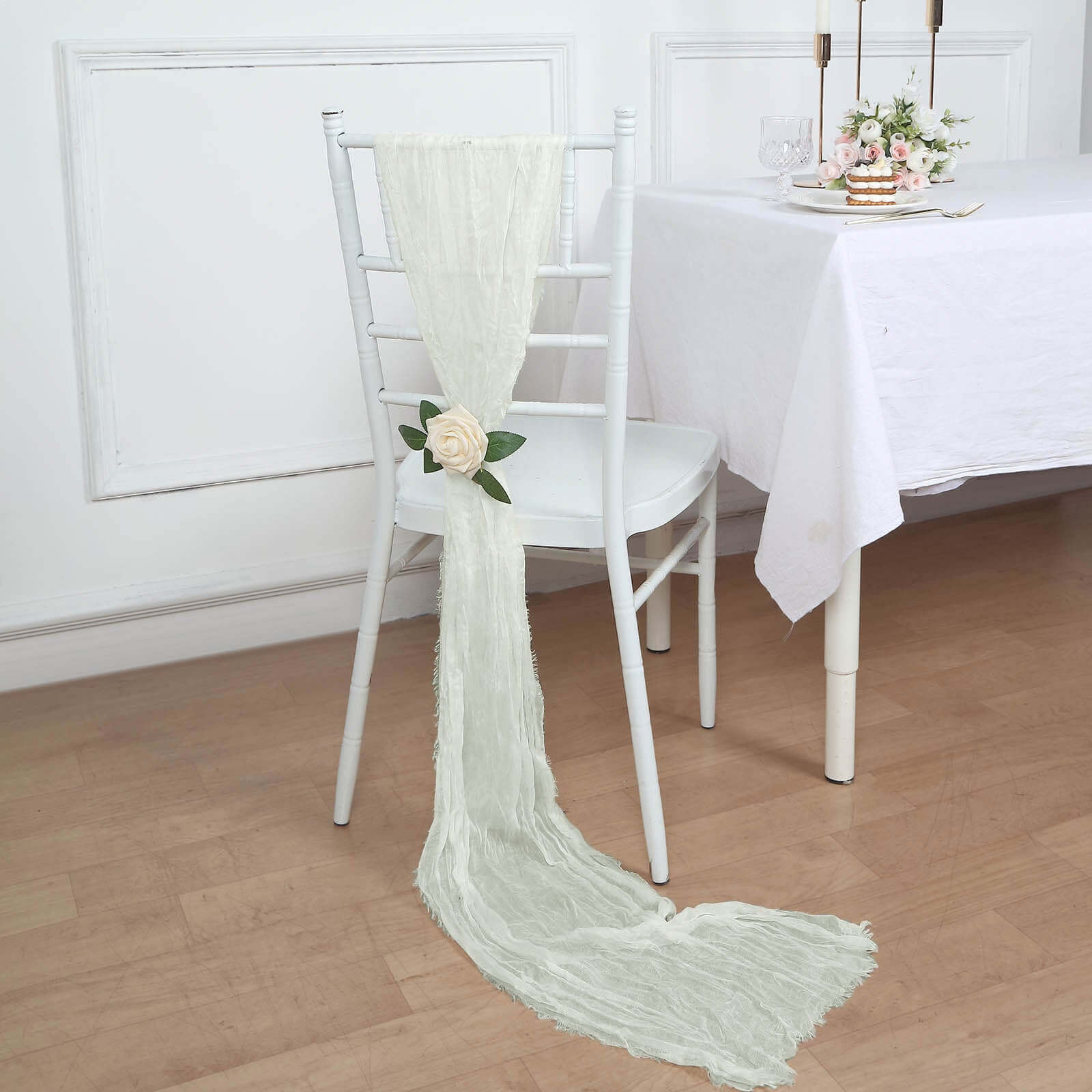 Special Offer! 5-Piece Ivory Cheesecloth Gauze Chair Sashes for Boho Weddings & Gatherings
