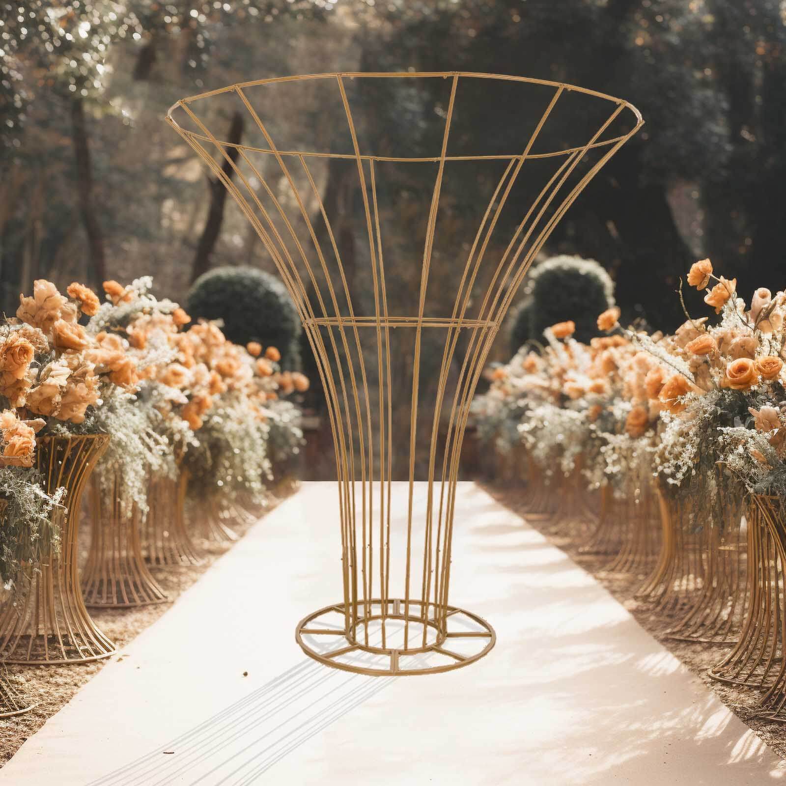 6.5ft Gold Blossom-Style Metal Floor Standing Wedding Floral Display Stand