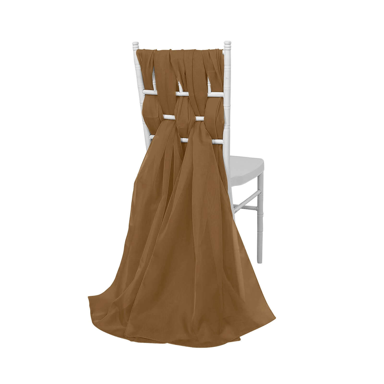 5-Pack Gold Premium Chiffon Chair Sashes - Soft, Lightweight for Stylish DIY Decor