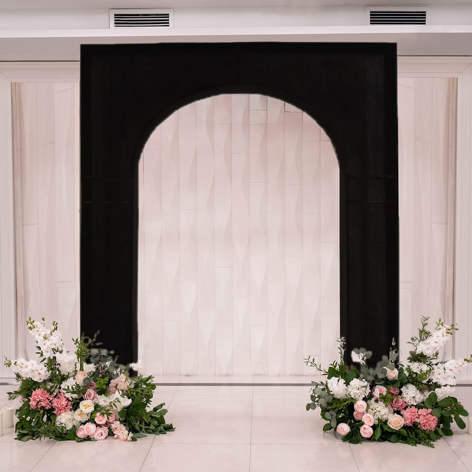 Premium 7ft Black Spandex Cover for Arc de Triomphe Wedding Arch Stand - Ideal for Events