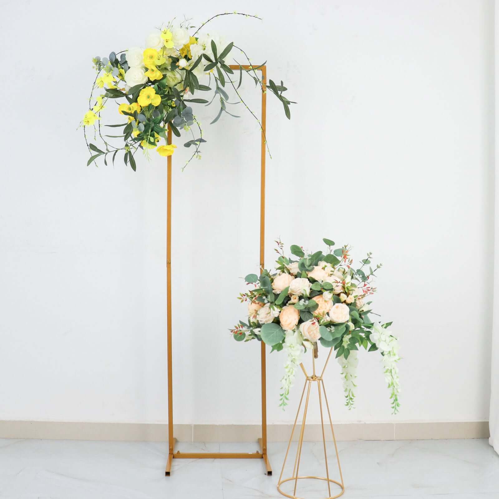 Discount! 4.5ft Slim Gold Metal Rectangular Wedding Arch Backdrop Stand for Floral Display