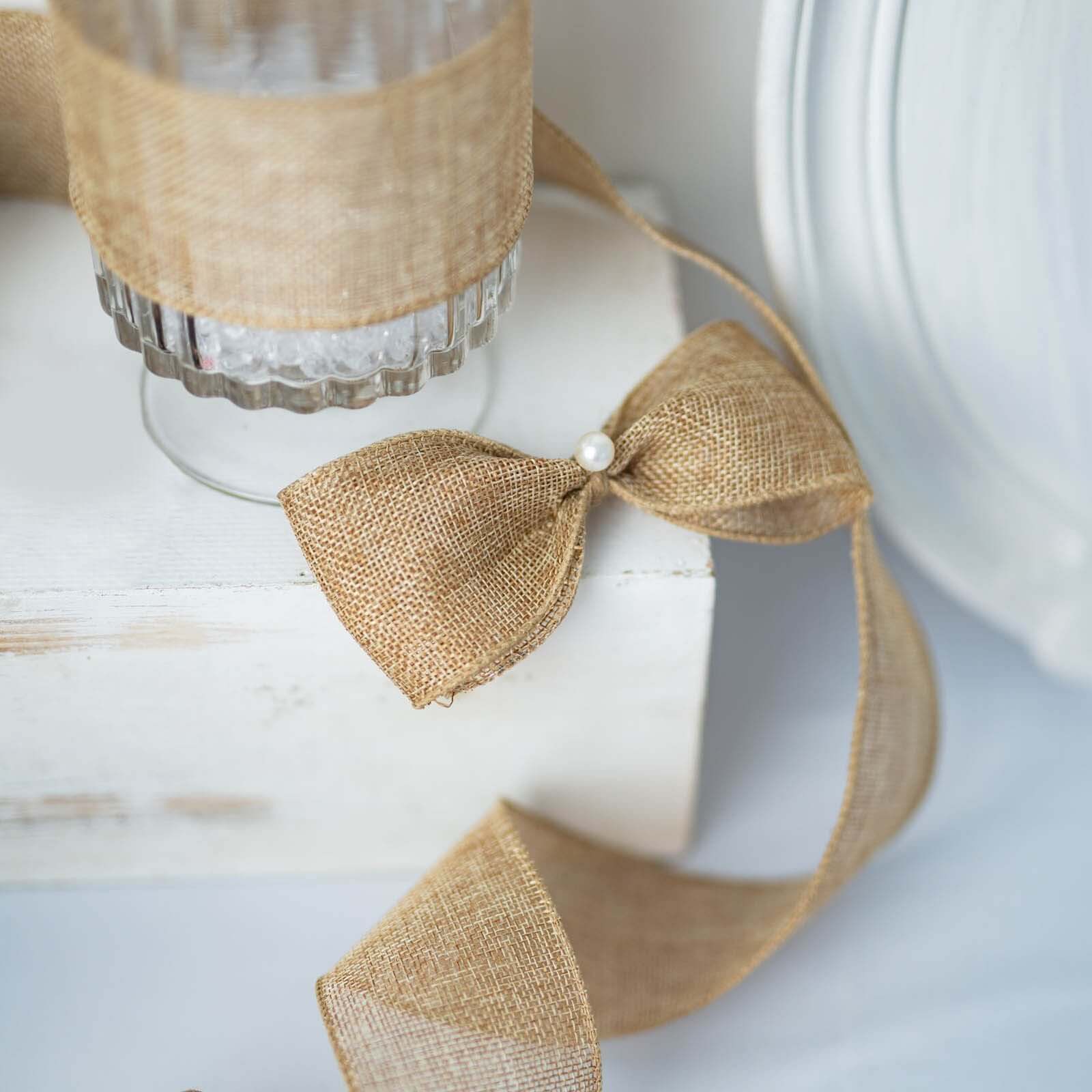 Wholesale 2.5' x 10 Yards Natural Tone Wired Burlap Ribbon - Great Deal!