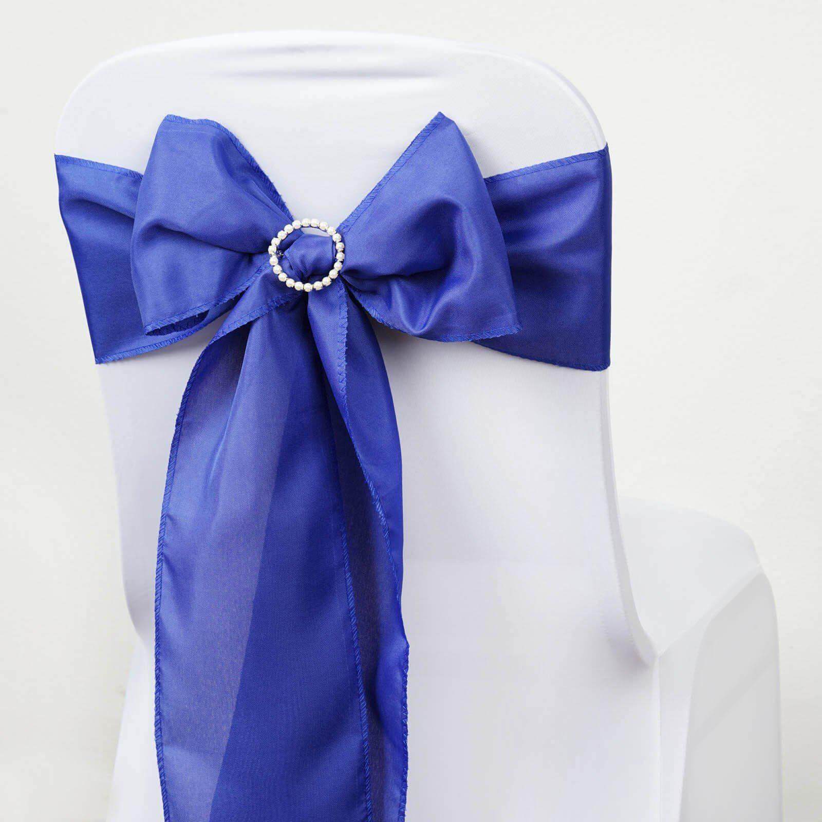 Set of 5 Royal Blue Polyester Chair Sashes, 6x108 Inches