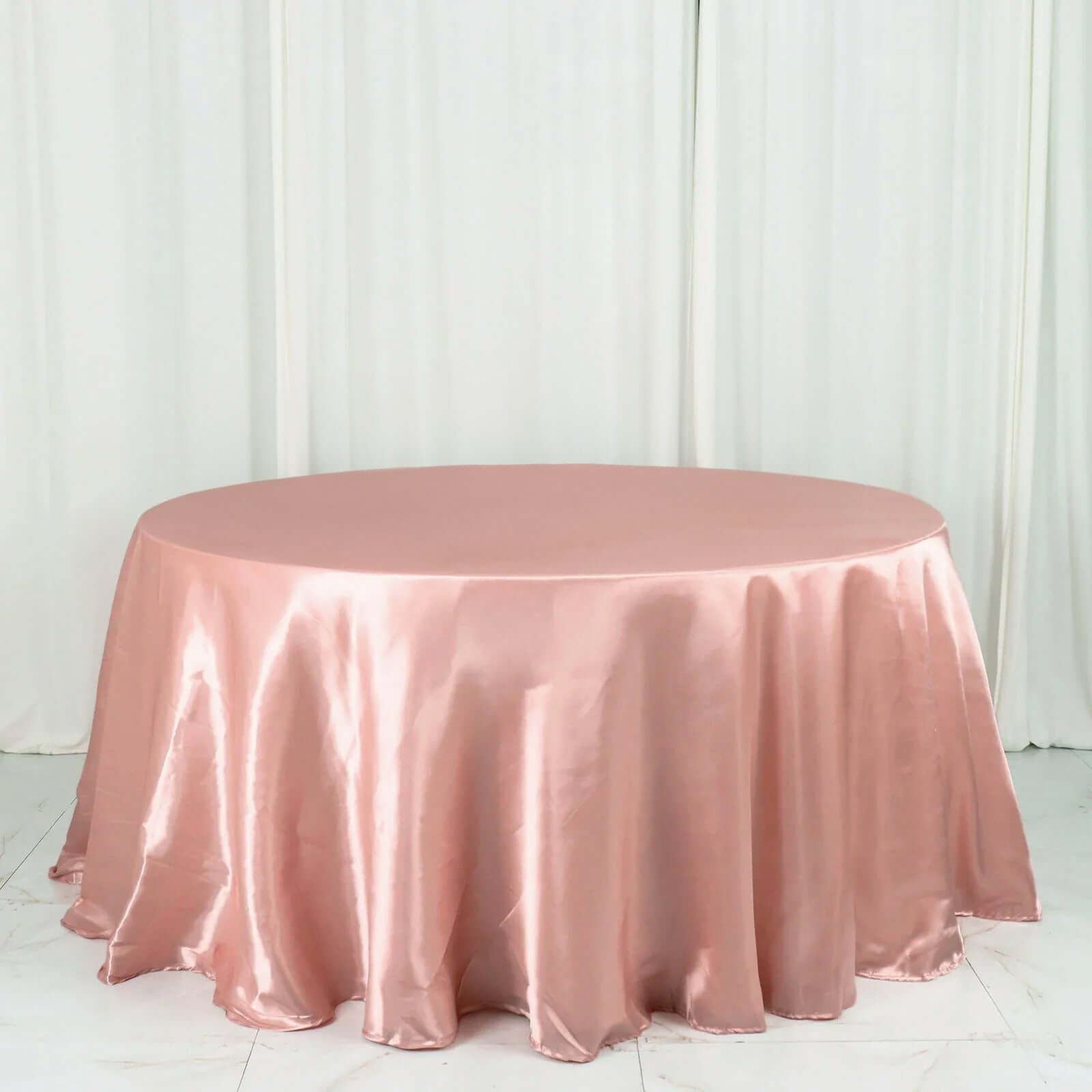 Stylish Dusty Rose Satin 132 Round Tablecloth - Seamless & Stain-Resistant