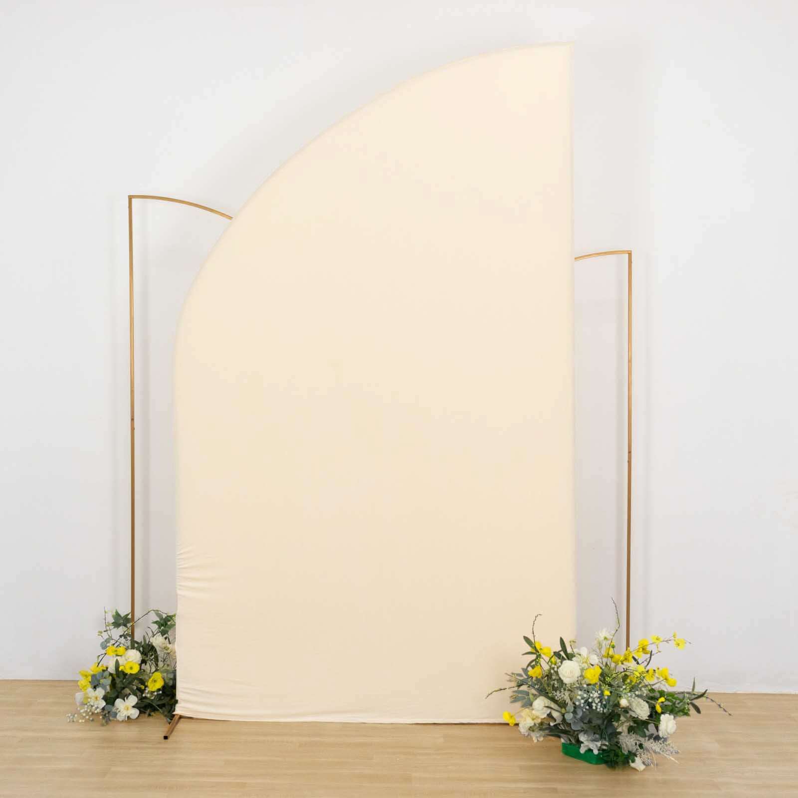 Exclusive 8ft Beige Spandex Fitted Cover for Half Moon Wedding Arch Backdrop Stand