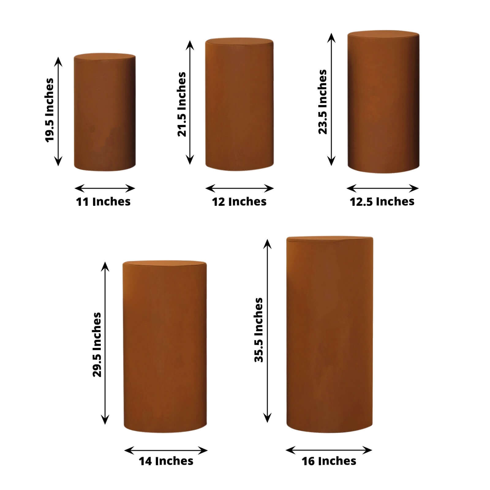 5-Piece Set of Cinnamon Brown Stretchable Spandex Pedestal Stand Covers - 160 GSM