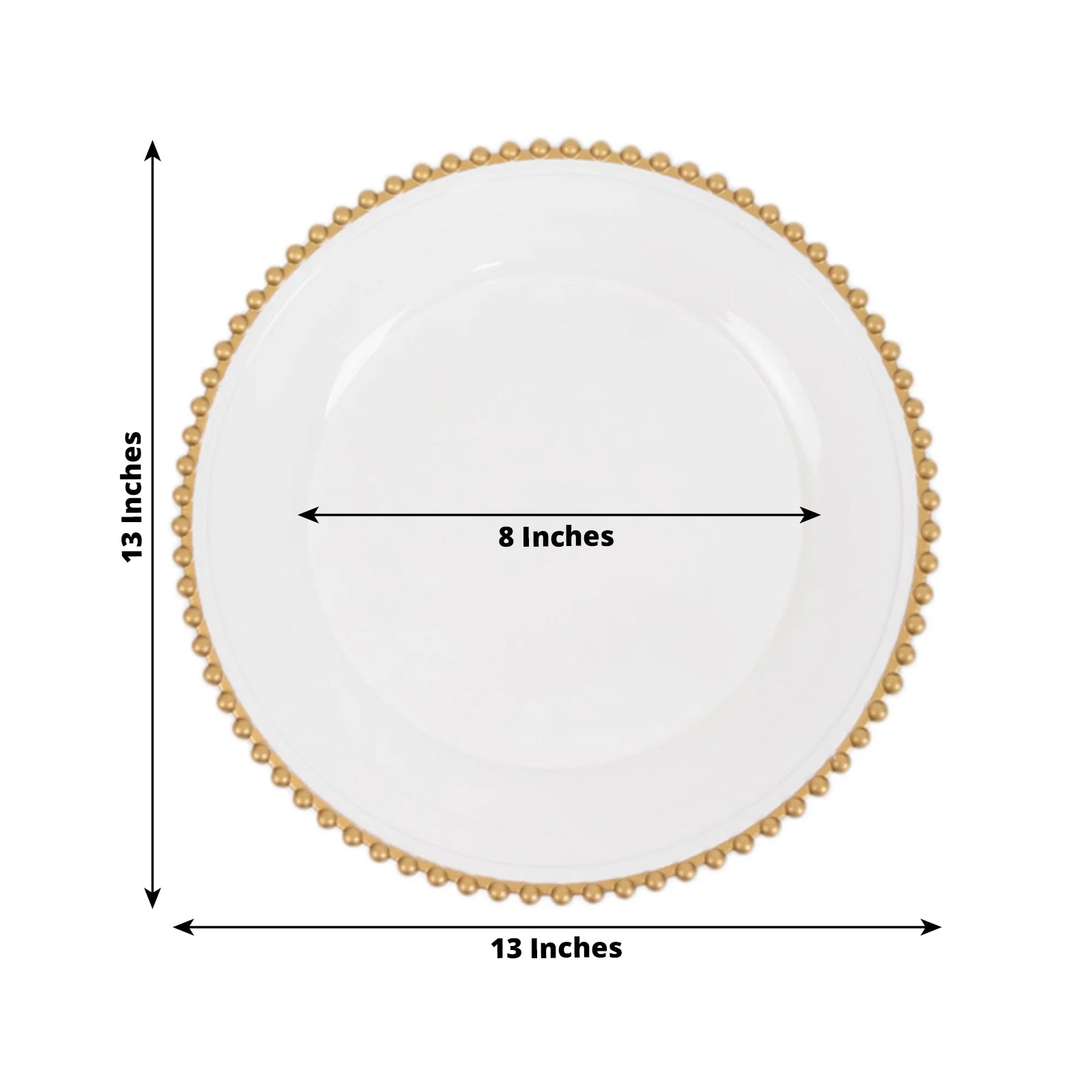 Hot Deal! 6-Pack 13-Inch White Acrylic Round Charger Plates with Gold Beaded Rim for Dinner Party