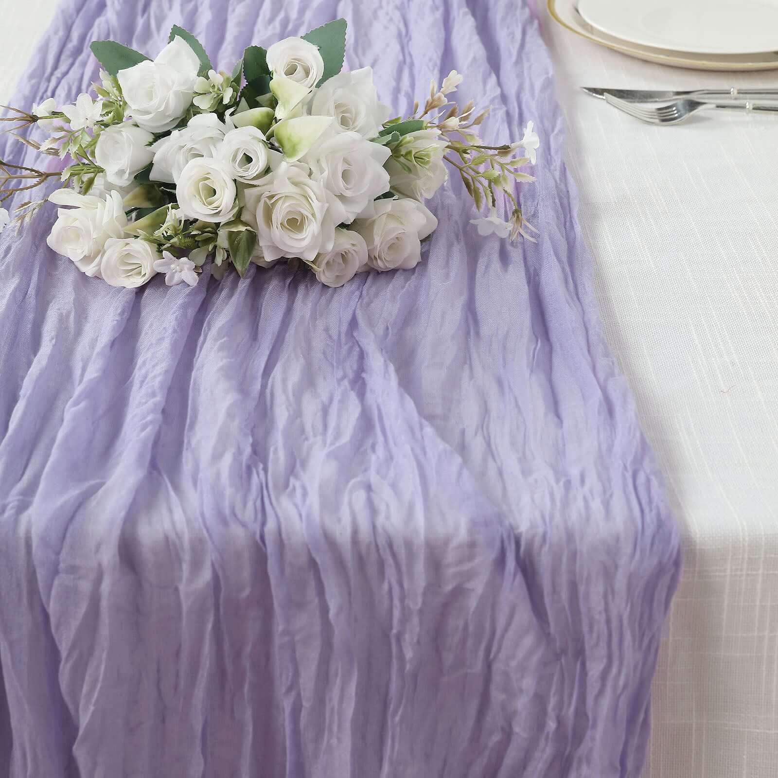 10ft Lavender Lilac Gauze Cheesecloth Table Runner - Rustic Boho Style, Perfect for Events
