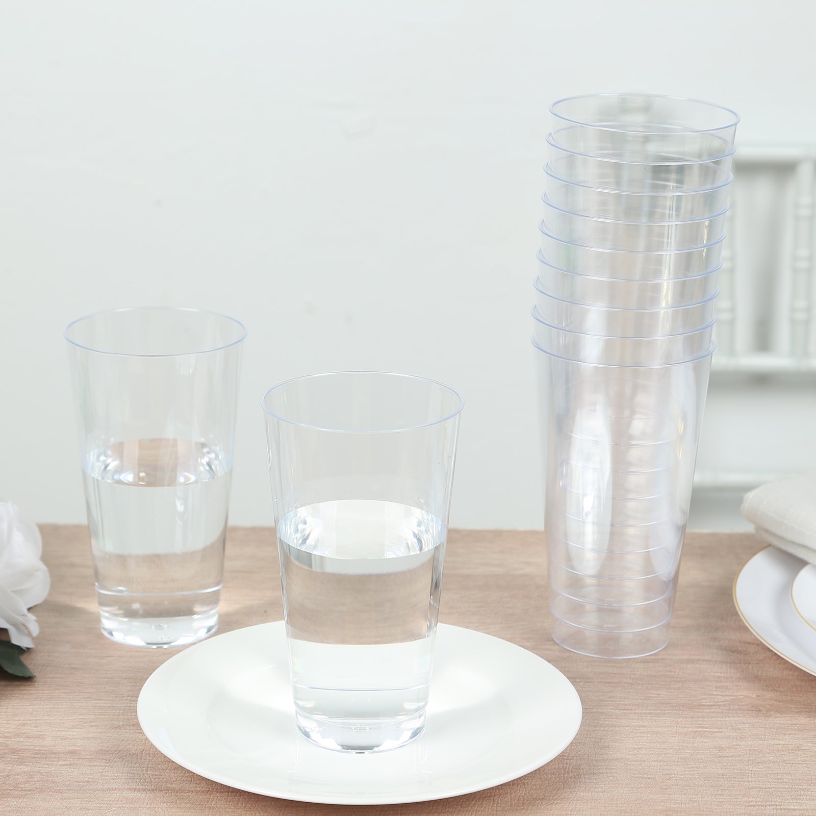 12-Pack Clear Plastic Disposable Party Cups - 17oz Durable Tumblers for Drinks