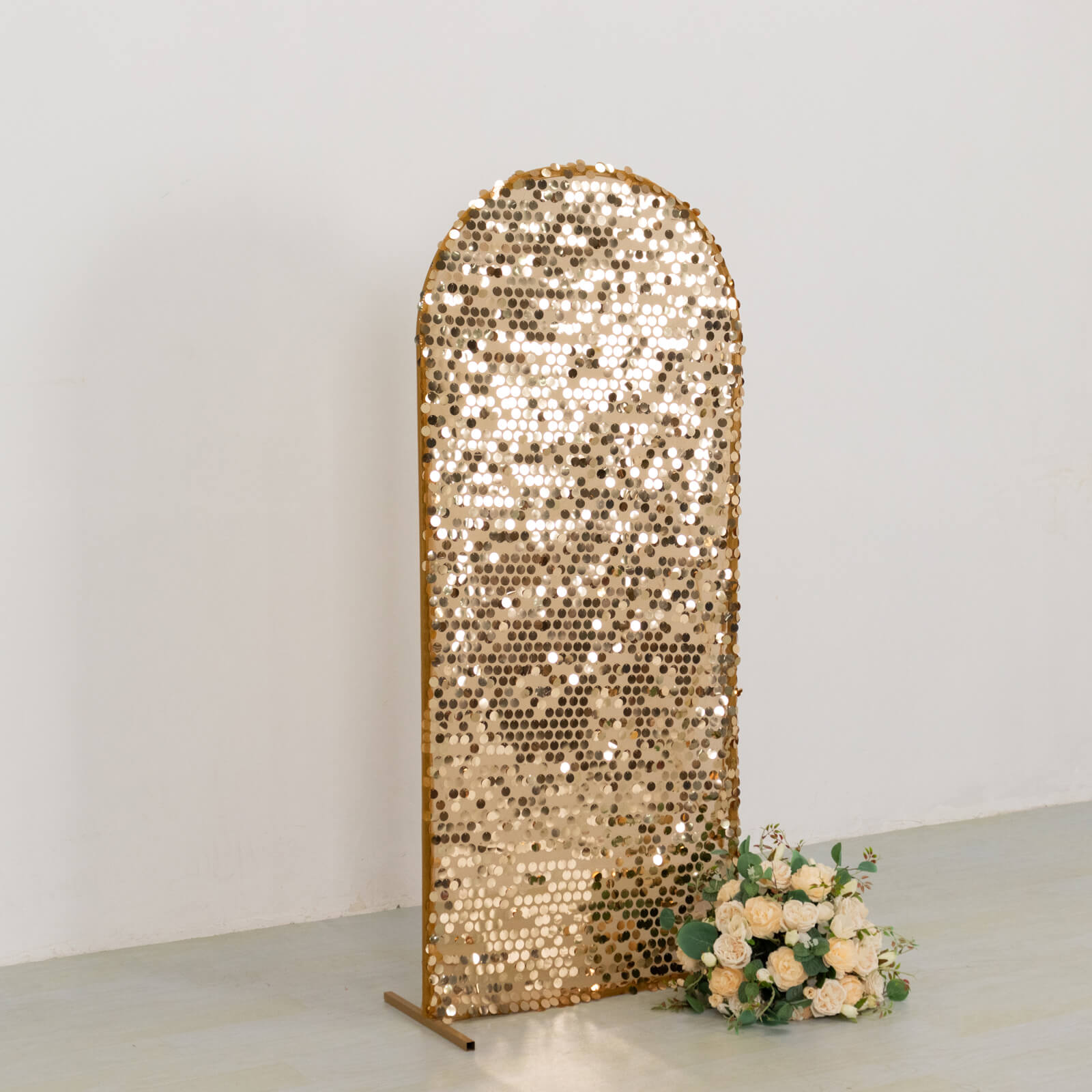 5ft Sparkly Gold Sequin Fitted Cover for Round Top Wedding Arch - Premium Deal