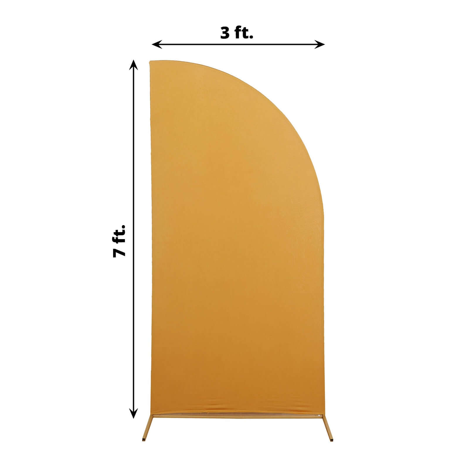 Exclusive Custom-Fitted 7ft Matte Gold Spandex Half Moon Chiara Wedding Arch Backdrop Cover