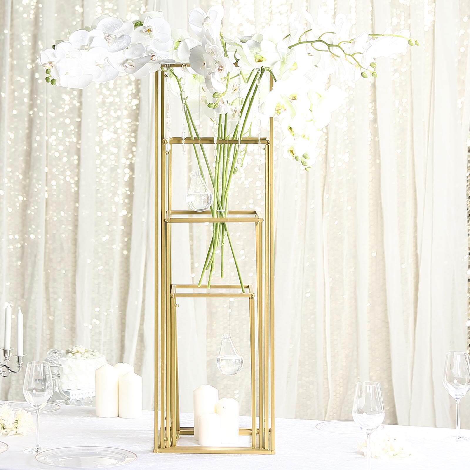 Sale! 4-Piece Matte Gold Metal Flower Stand Set for Wedding Centerpieces - Durable Displays in 16/24/32/40 Inches