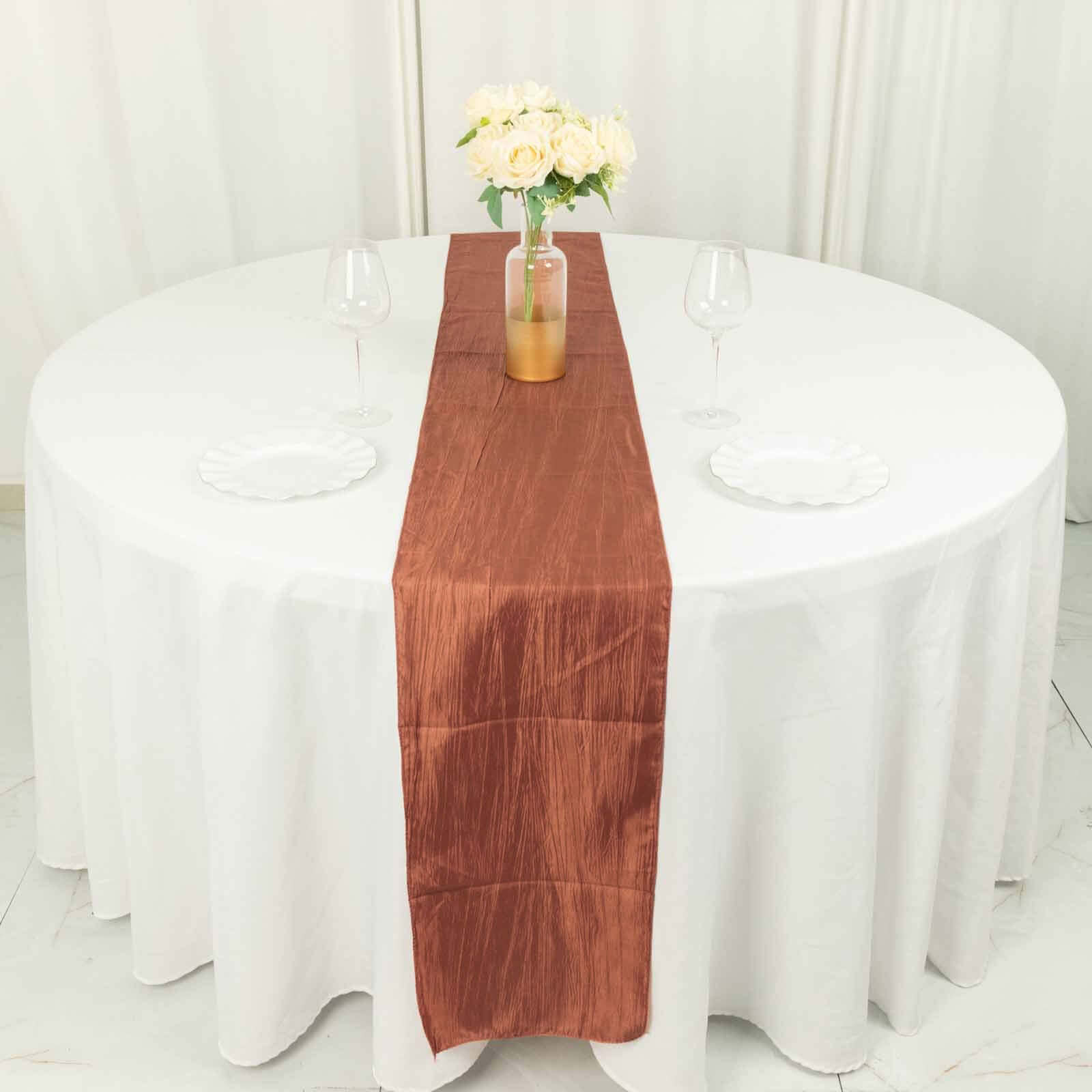 Hot Deal! Terracotta Accordion Crinkle Taffeta 12x108 Table Runner