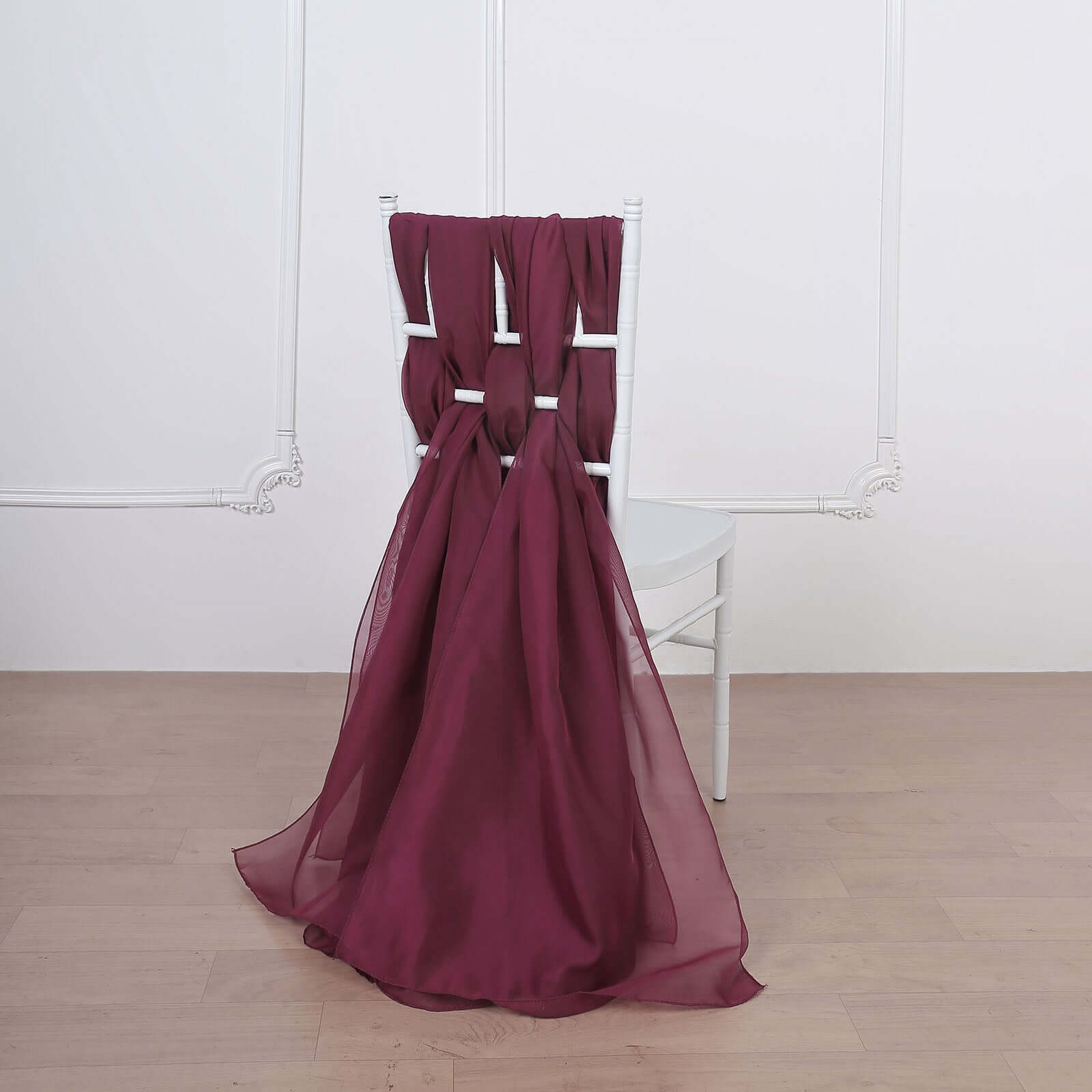 Hot Deal! 5-Piece Premium Burgundy Chiffon Chair Sashes - Soft & Lightweight Designer Bows (22x78)