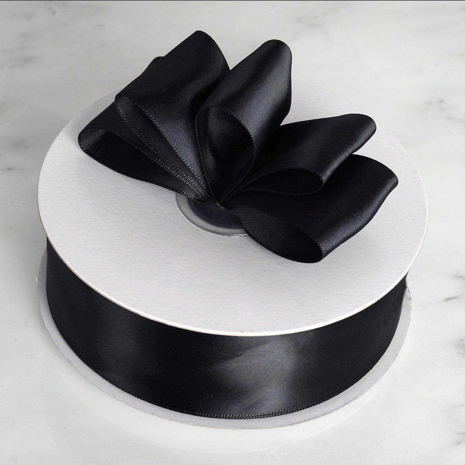 Hot! 50 Yards 1.5" Black Single - Face Decorative Satin Ribbon