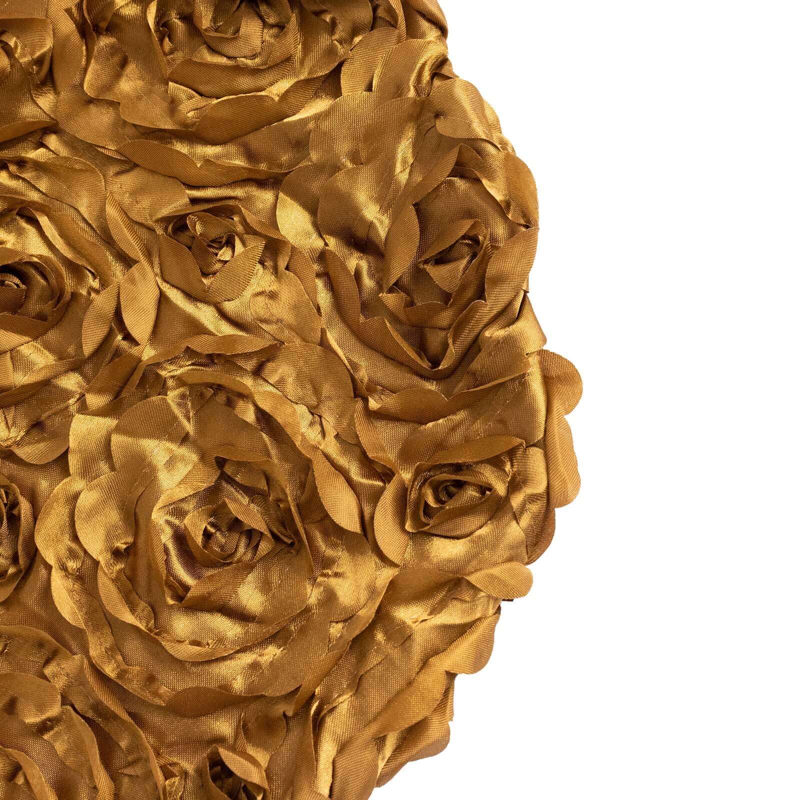 Gold Satin Rosette Stretch Chair Cover - Ideal for Sophisticated Gatherings