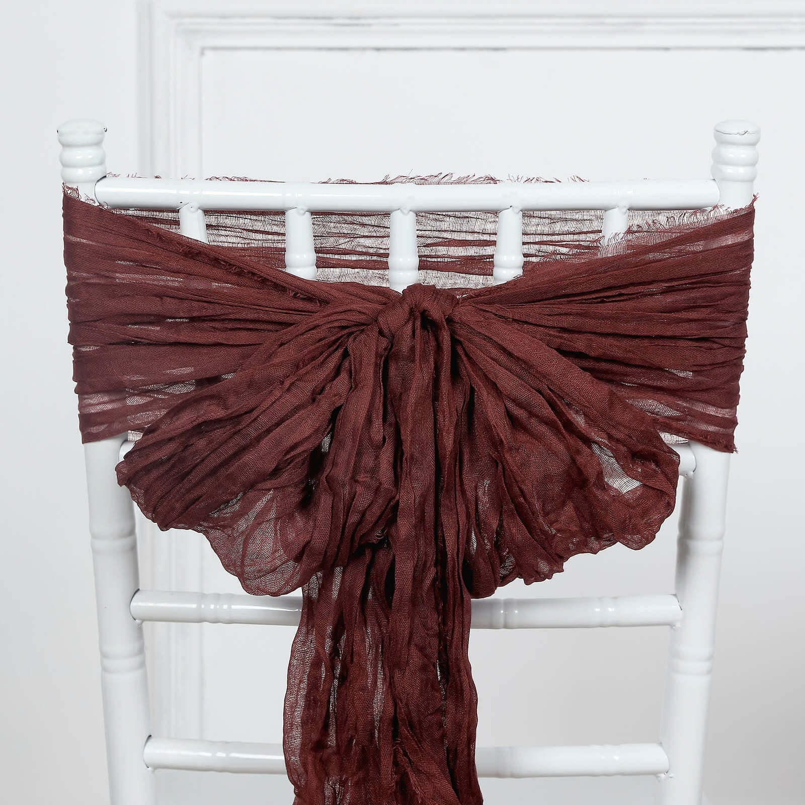 Hot Deal! 5-Pack Burgundy Cheesecloth Chair Sashes for Boho Decor