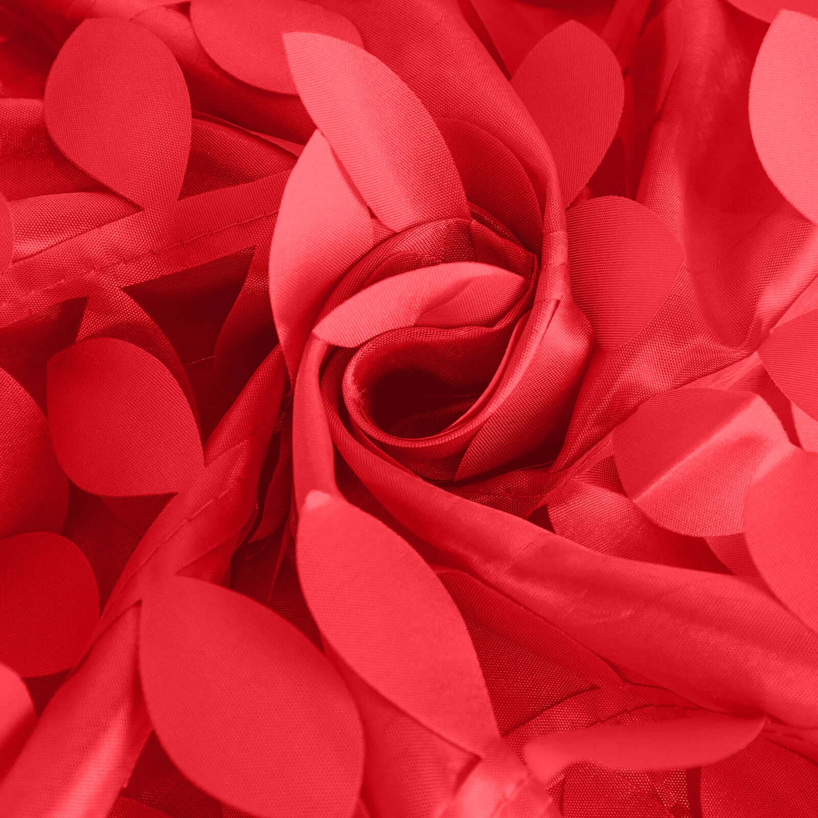 Hot Sale! Red 132-Inch Round Taffeta Tablecloth with 3D Leaf Petal Design