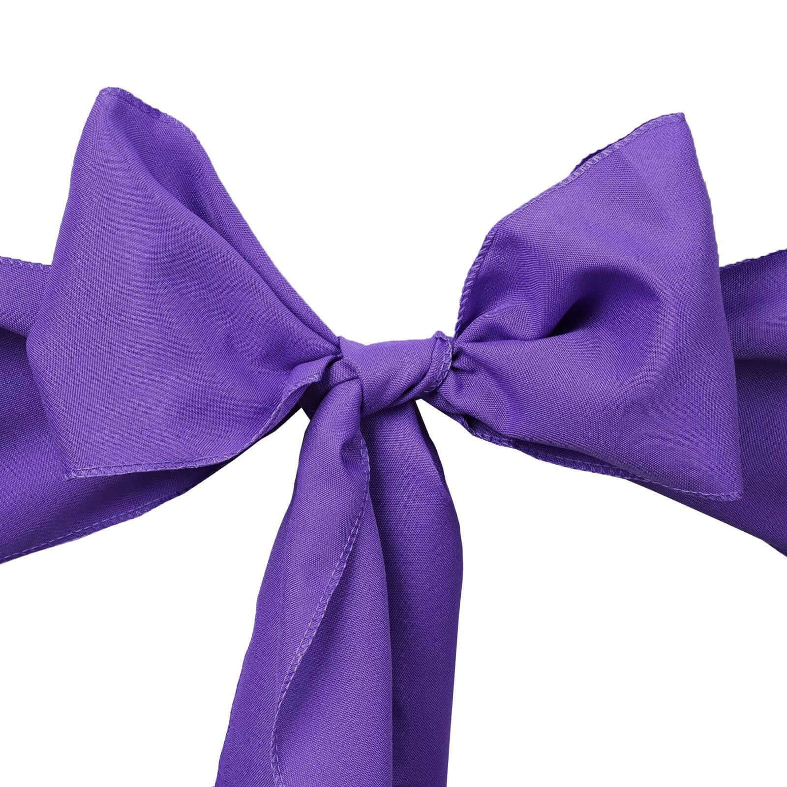 5-Piece Set of Purple Polyester Chair Sashes, 6x108 Inches