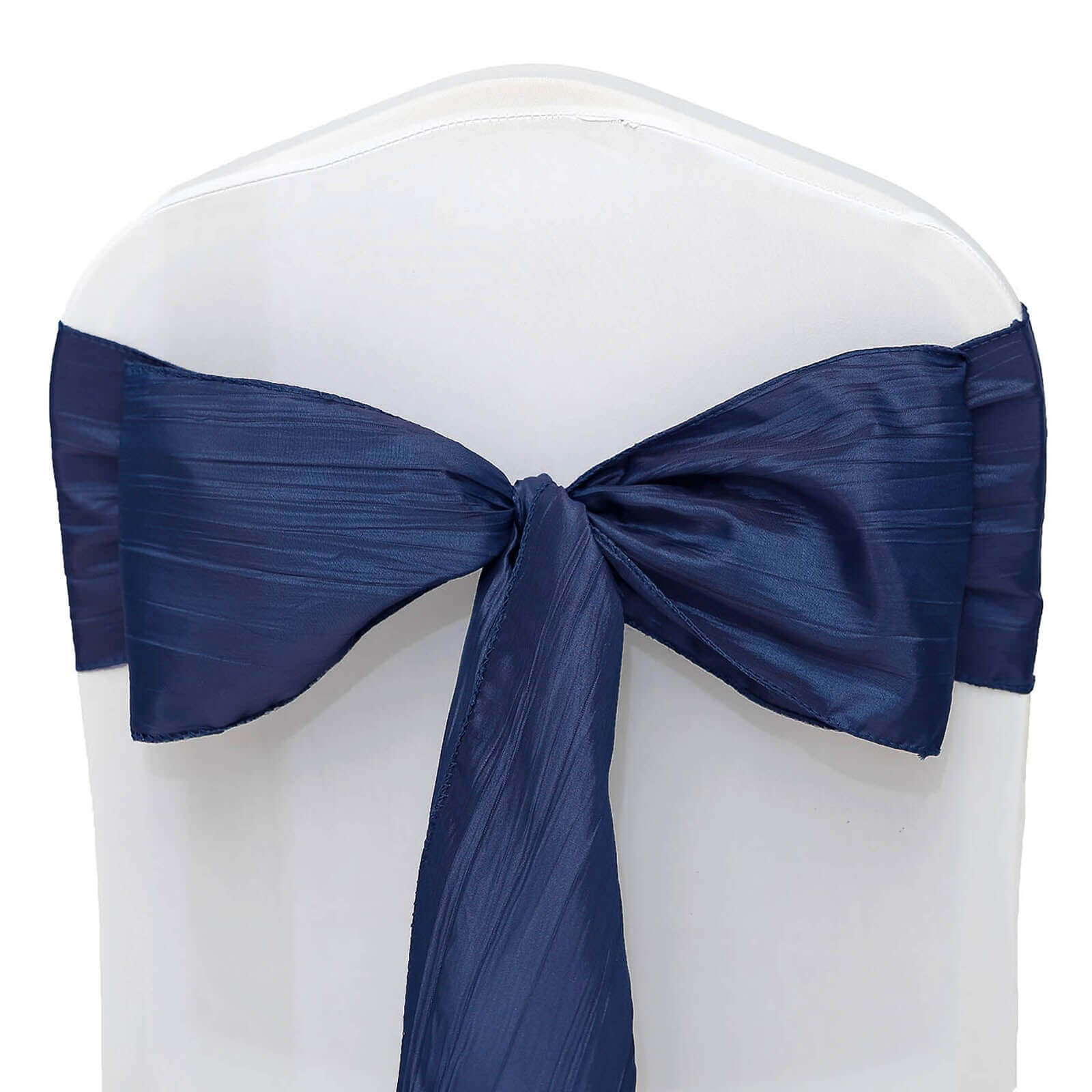 Special Offer! 5-Pack Navy Blue Accordion Crinkle Taffeta Chair Sashes for Weddings & Gatherings