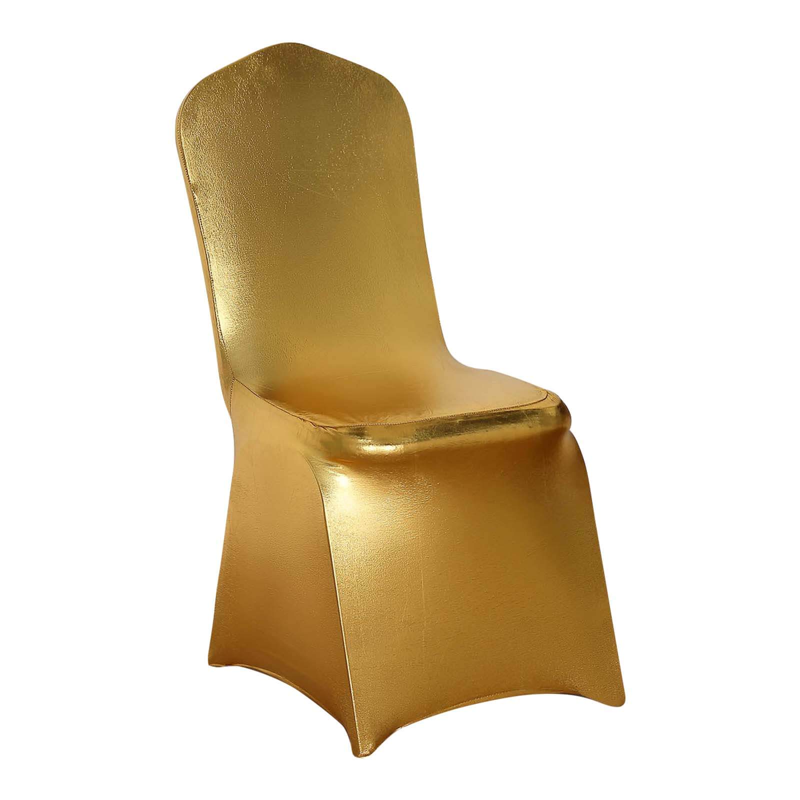 Premium Glittering Metallic Gold Spandex Banquet Chair Cover - Ideal for Special Events