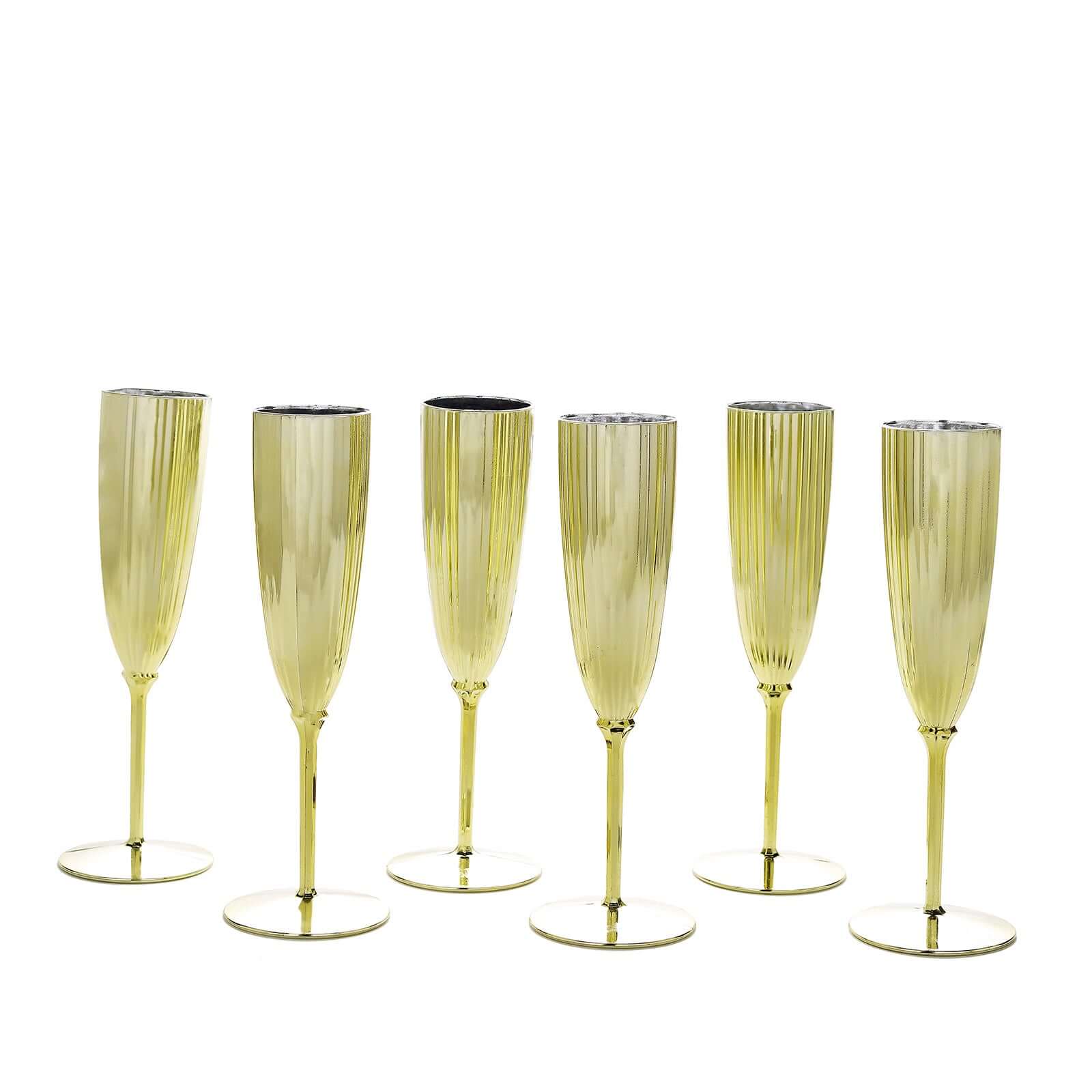 Hot Deal! 6-Pack Metallic Gold Plastic 5oz Disposable Champagne Flutes for Parties