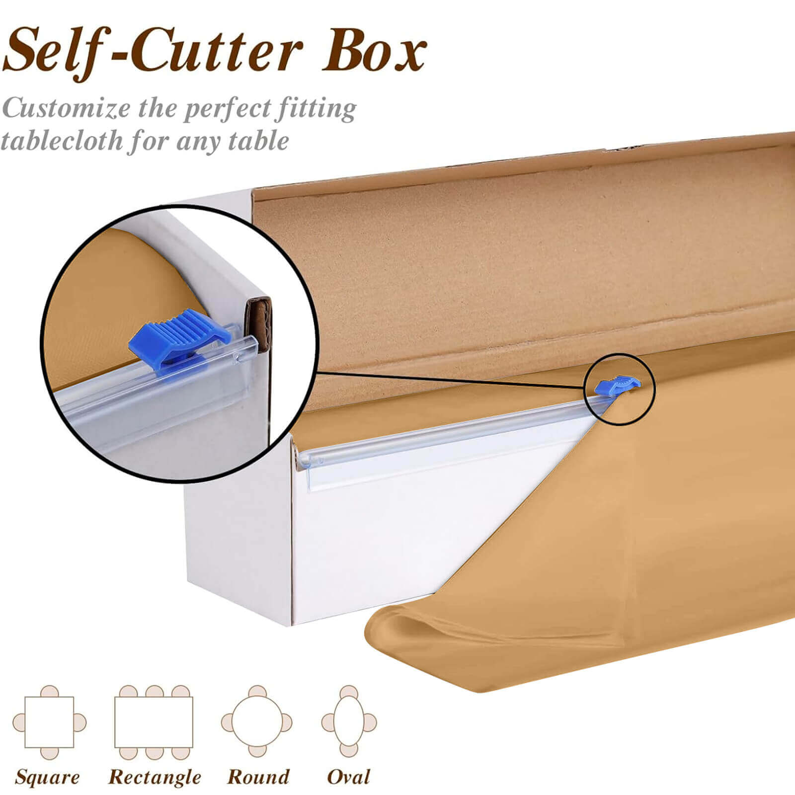 Customizable Gold Plastic Table Cover Roll with Slide Cutter - Great for Events!