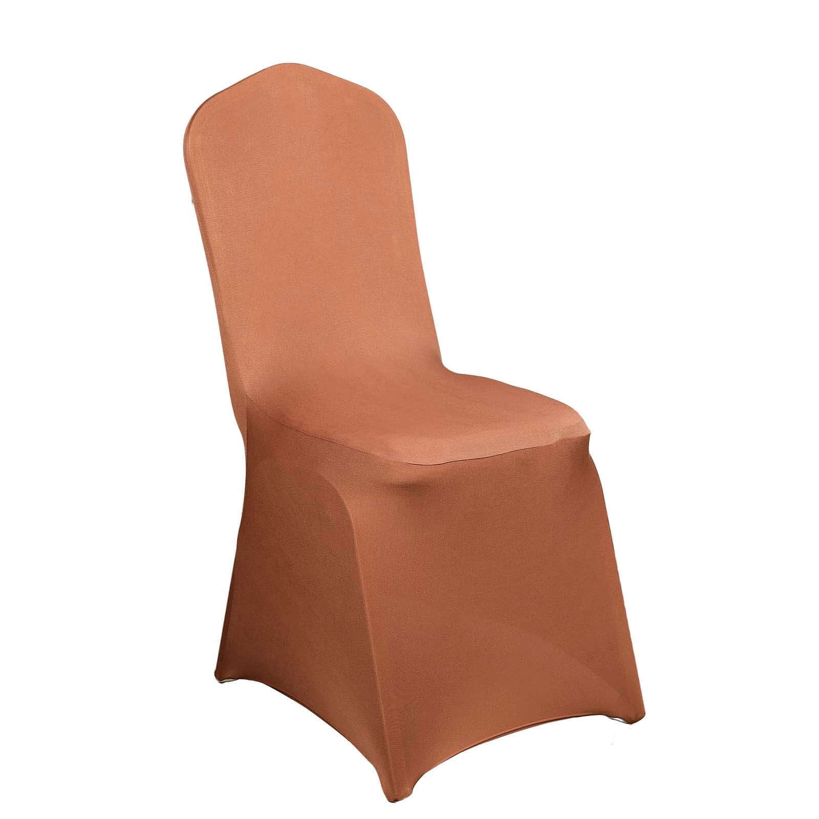 Terracotta (Rust) Spandex Stretch Slip-On Chair Cover for Banquet Chairs - 160GSM Fabric
