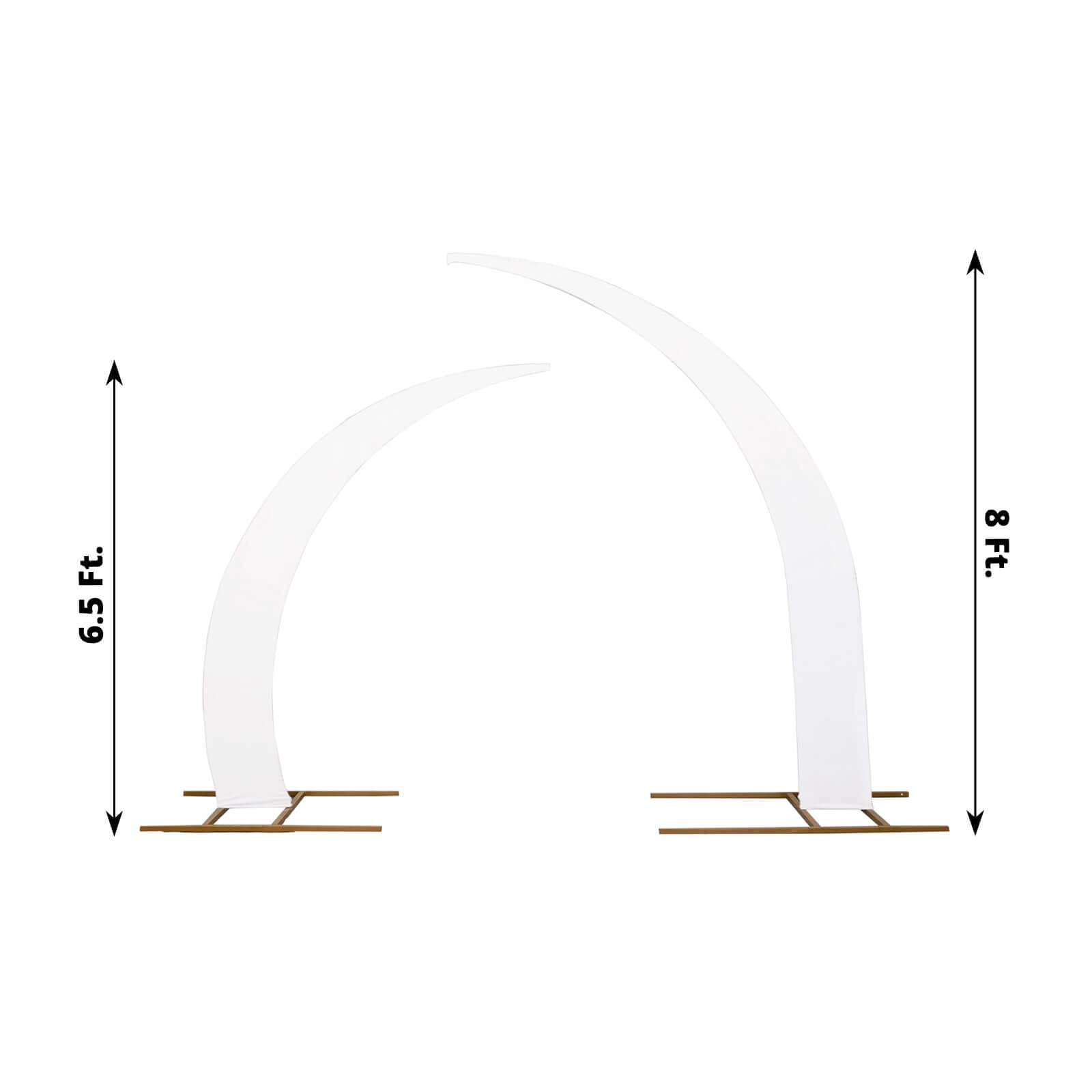 Exclusive Set of 2 White Spandex Wedding Arch Backdrop Stand Covers for Curved Arbor
