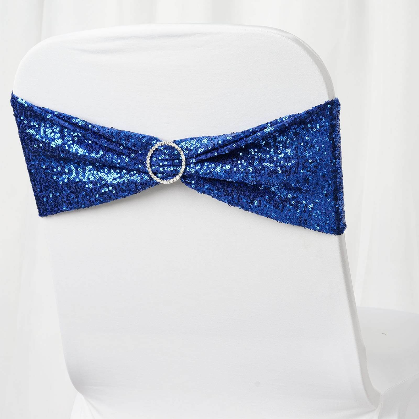 Special Offer! 5-Piece Royal Blue Sequin Spandex Stretch Chair Sashes for Weddings and Parties